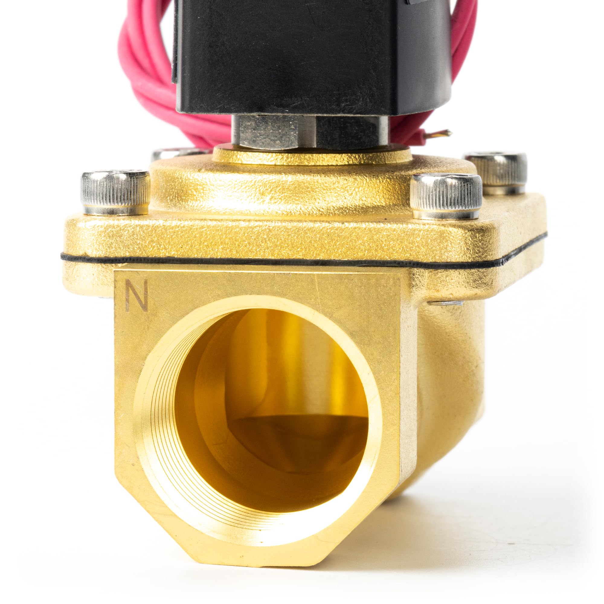 U.S. Solid Válvula solenoide de 1 pulgada, latón CC 12 V con sello Viton, normalmente cerrada, tipo de cable de plomo, rosca G