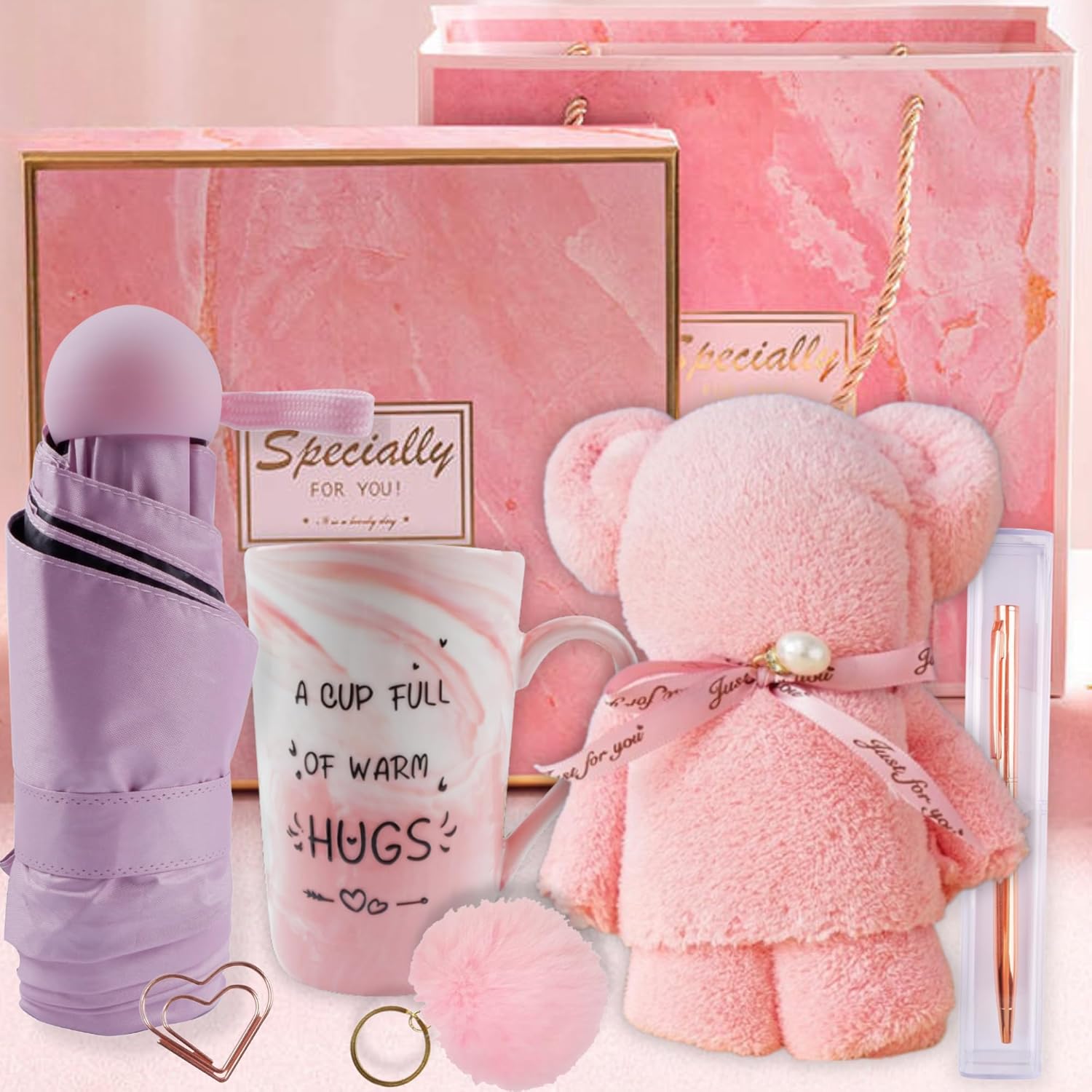 Thinking Of You Gifts For Women with Umbrella -Feel Better Gifts For Women -Birthday Gift Boxes For Women -Care Package For Women -Pick Me Up Gifts For Women -Birthday Gift Sets For Women- 7pcs