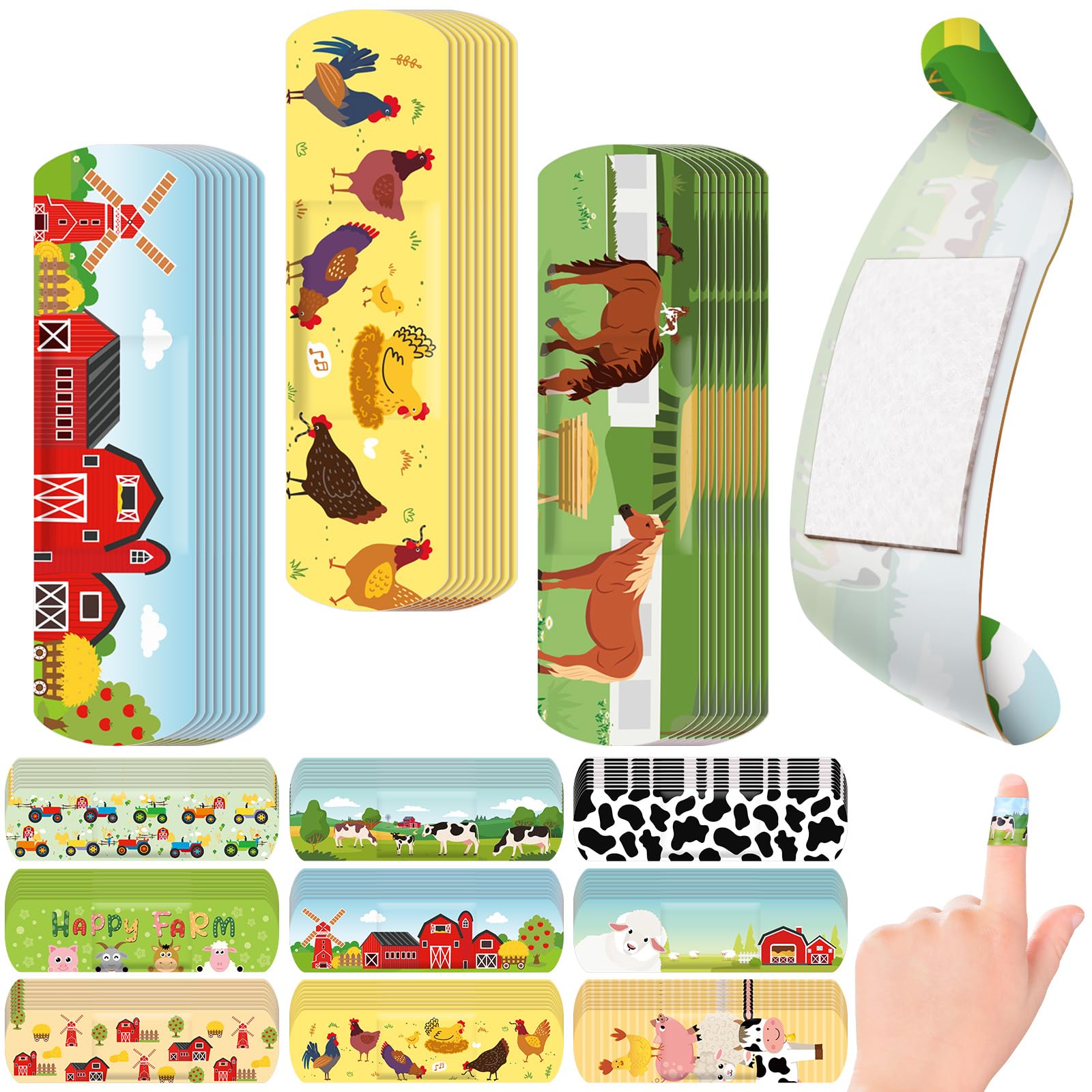Panelee 120 Pcs Kids Dog Farm Animal Adhesive Bandages Monster Construction Trucks 20 Styles Puppy Cute Waterproof Breathable Bandages for Kids Girl