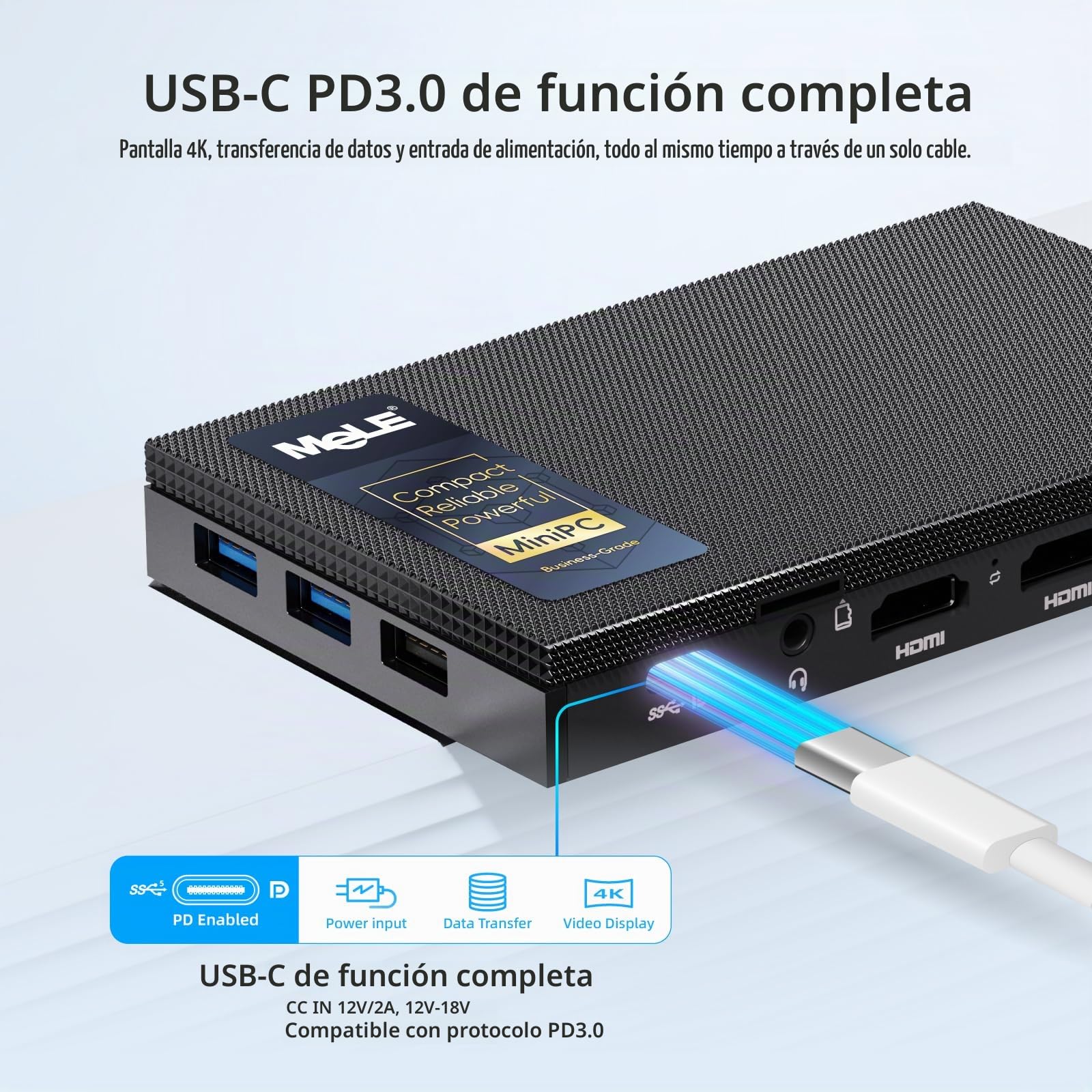 MeLE Quieter4C Mini PC Sin Ventilador 12ª Alder Lake N100 (hasta 3,4GHz) 16GB LPDDR4x 512GB Ordenador Personal de Sobremesa Win 11 Pro 4K Triple Pantalla Dual HDMI Todo-en-Uno USB-C WiFi 5 BT5.1