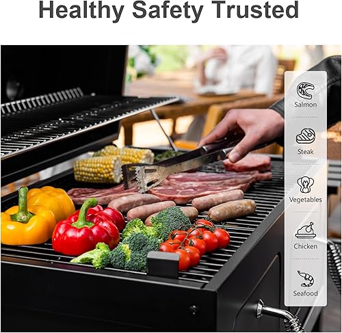 Miniatura 8 de GREEN PARTY Parrilla de carbón de barril con mesas auxiliares, espacio de cocción de 794 pulgadas cuadradas, parrilla grande de carbón con 2