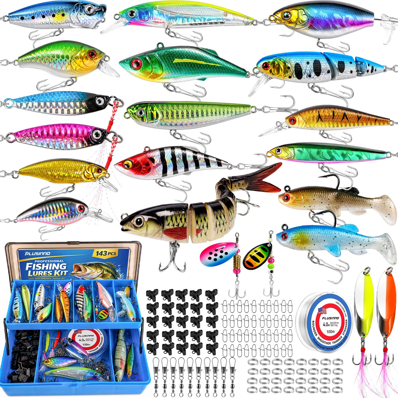 PLUSINNO Fishing Lures Kit Tackle Box