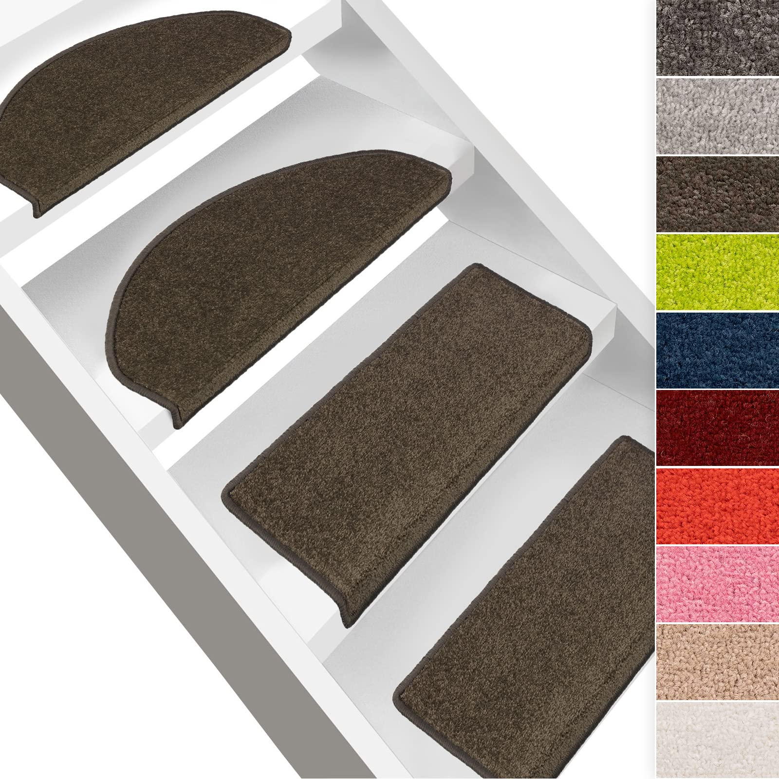 Stair mat dynasty velour, semi-circle or square, in 7 colours, Nylon, mud, Stufenmatte rechteckig 1 pcs