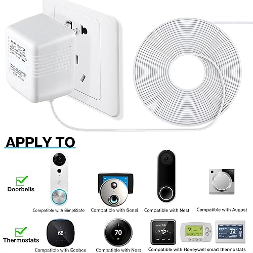 Miniatura 2 de Dreyoo Video Doorbell Transformer, 24 Volt 16.4 Feet Doorbell Power Supply C Wire Adapter with 50 LPJ088 Cable Clips Compatible with Doorbell and