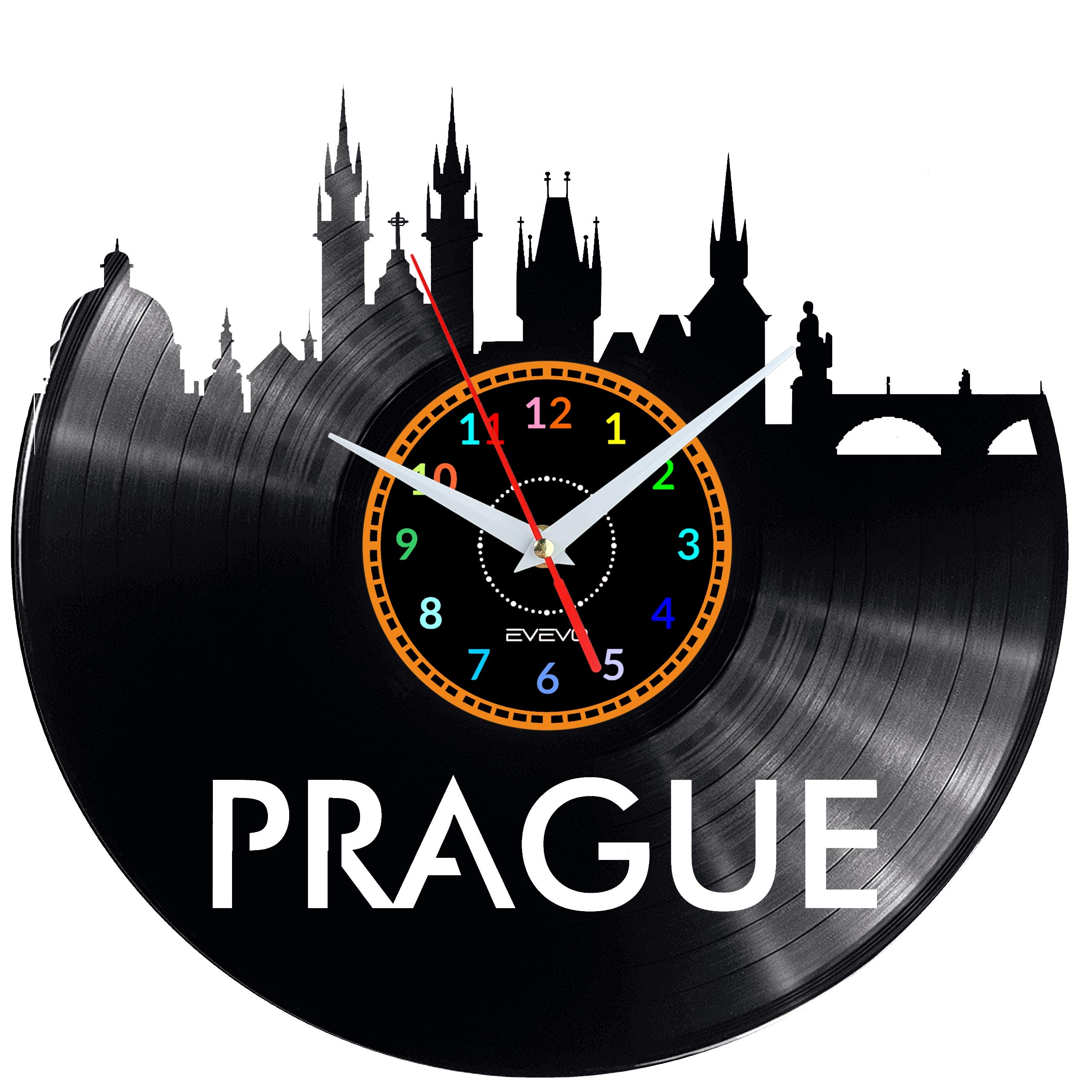 Horloge murale Prague vinyle moderne bohème vintage