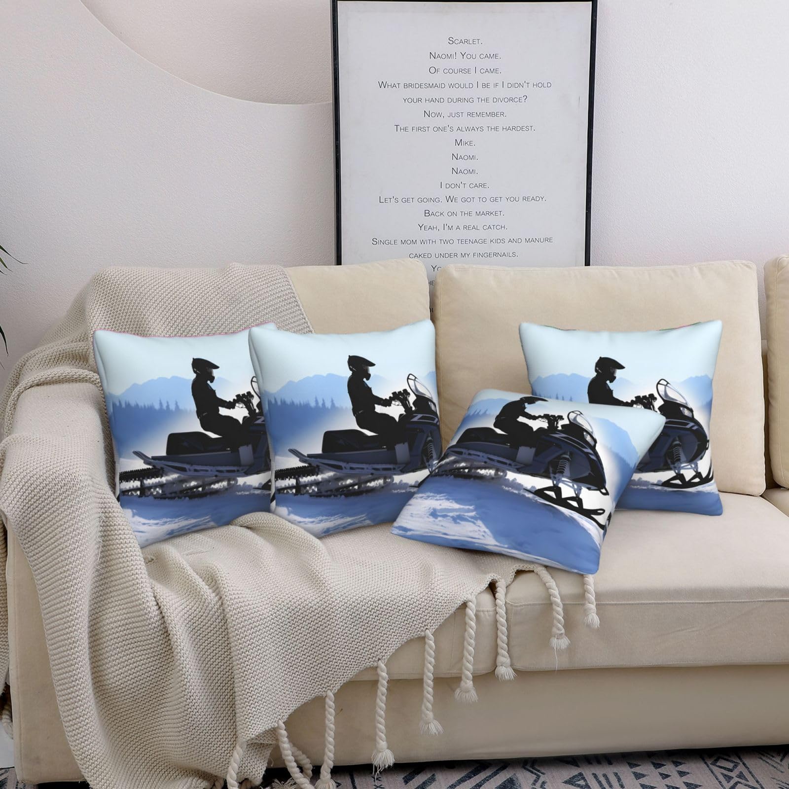 Housses de coussin motoneige carrées modernes au fini doux supérieur et finitions haut de gamme
