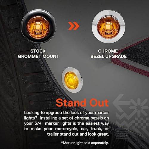 Miniatura 3 de TRUE MODS - 10 piezas de 34 pulgadas de luz de marcador redondo bisel cromado modelo compatible SIL1010 y SIL1013 Instalación a presión para luces