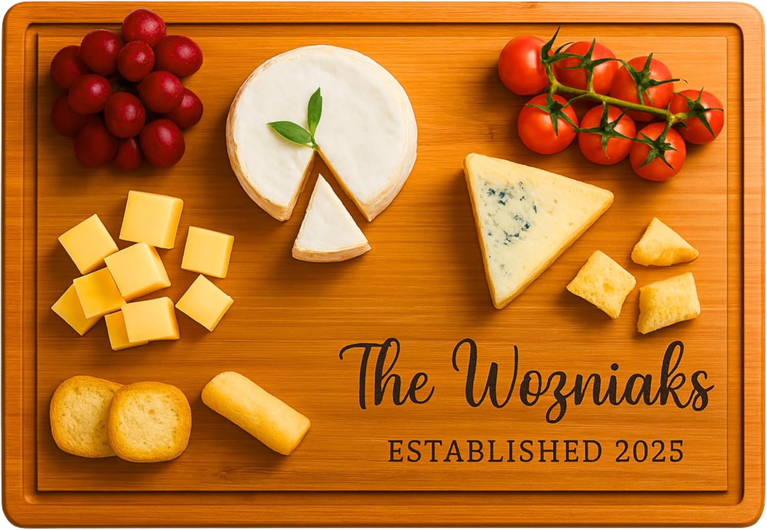 Personalized Bamboo Cutting Board - Custom Engraved Charcuterie Board for Weddings, Anniversaries, Housewarming, Couples Gifts