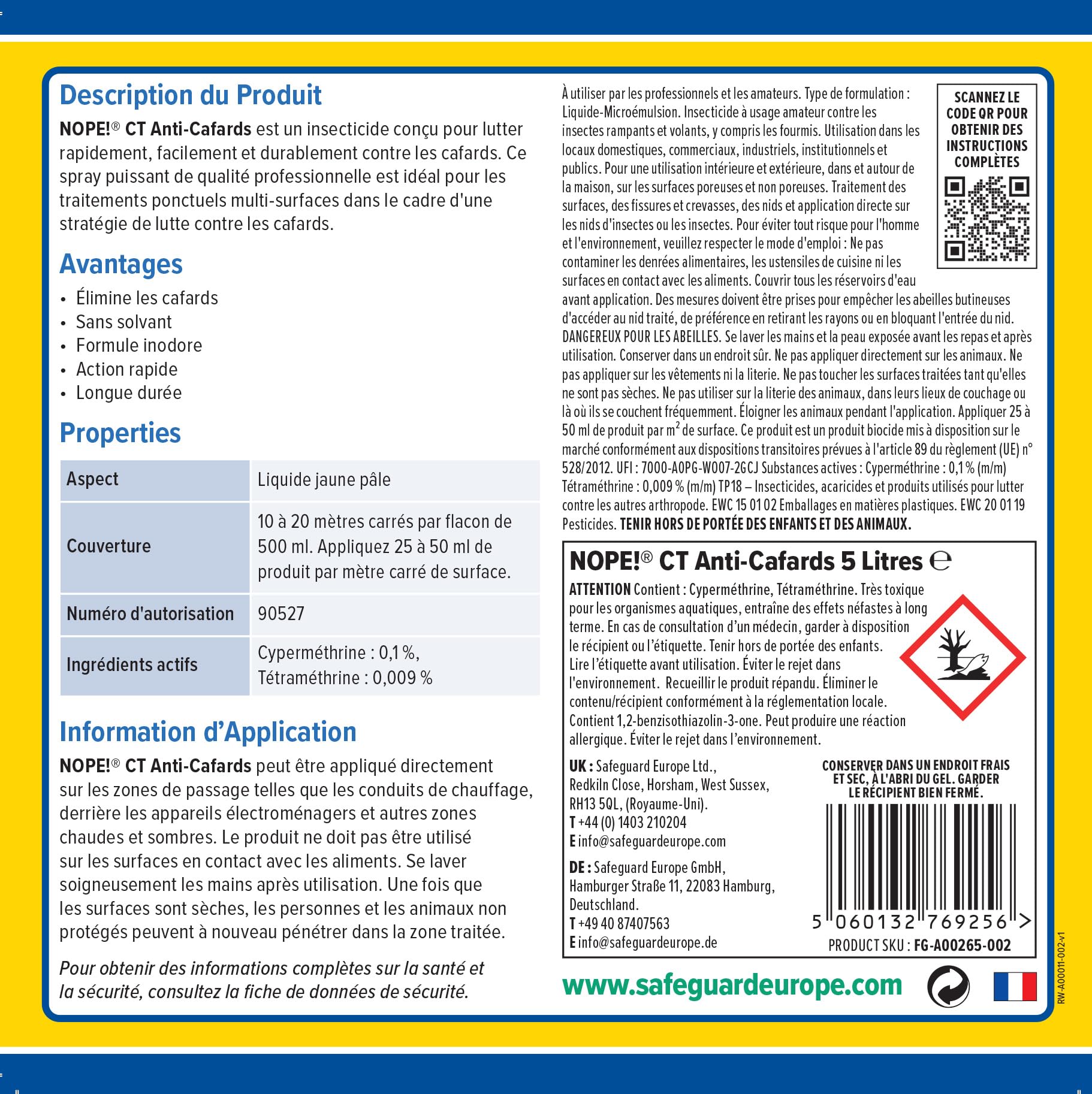 NOPE! CT Spray Anti-Cafards 5l – Insecticide Puissant Sans Odeur – Action Rapide & Longue Durée – Anti-Blattes Intérieur