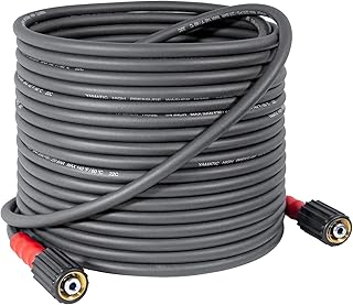 YAMATIC Super Flexible Pressure Washer Hose 50 FT 1/4", Kink Resistant Power Washer Hose Replacement for Flexzilla Uberflex Ryobi Genarac Troy Bilt Honda M22-14mm Rated 3200 PSI/Max 3700 PSI,Grey