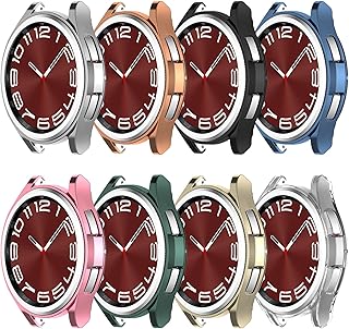 Compatible with Galaxy Watch 6 Classic 43MM 47MM Case Flexible TPU Protector Cover Shock-Proof Resistant Protective Shell Bumper for Samsung Galaxy Watch 6 Classic 43MM 47MM Smartwatch Accessories