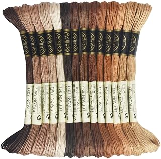 Premium Rainbow Color Embroidery Floss - Cross Stitch Threads - Friendship Bracelets Floss - Crafts Floss - 14 Skeins Per Pack Embroidery Floss, Light Rust Gradient