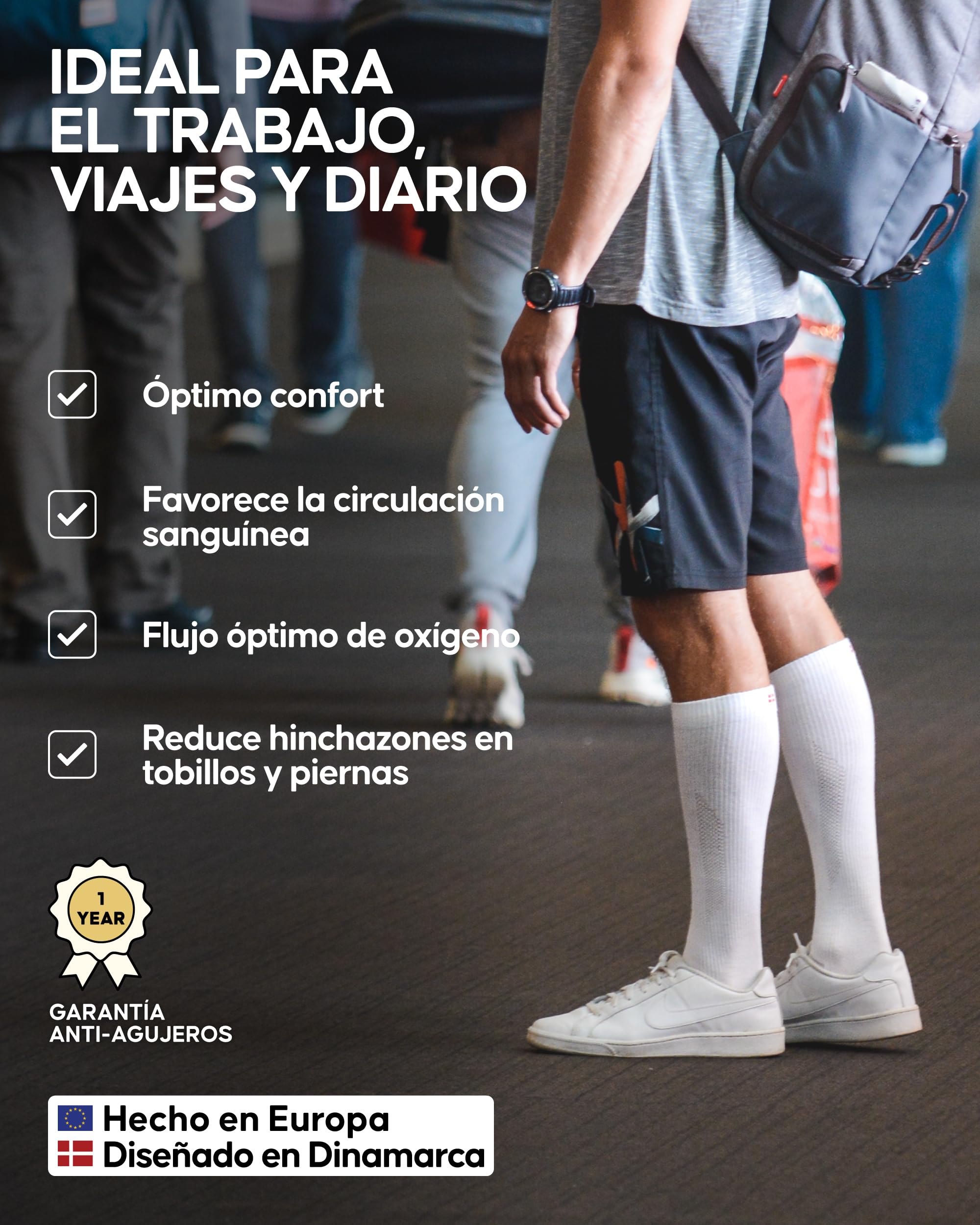DANISH ENDURANCE Calcetines de Compresión Algodón Orgánico, Mujer y Hombre, Deporte, Recuperación, 1 y 3 Pack