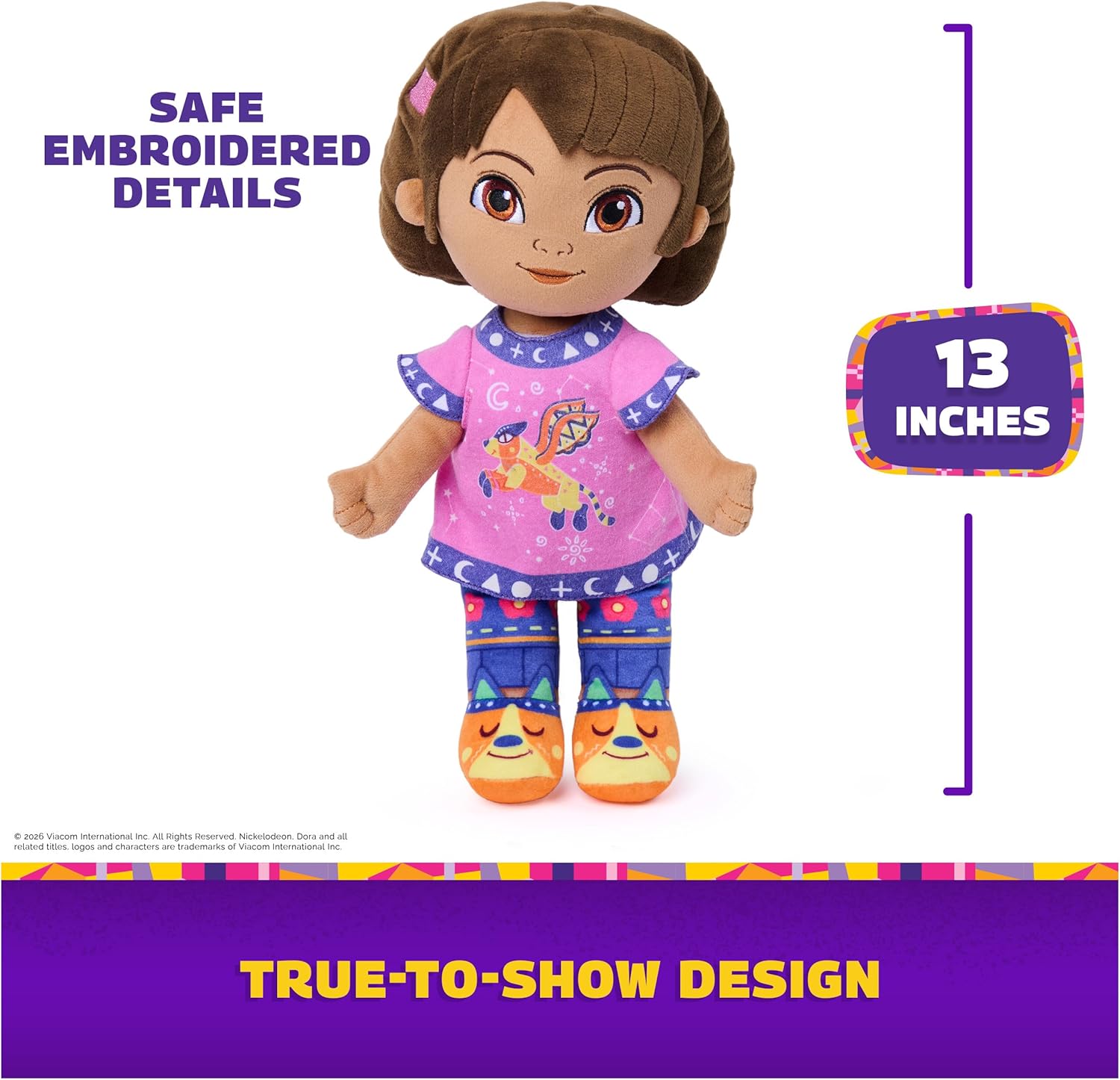 DORA Nickelodeon Official Bedtime Plush Toy, Educational Toys, Glow-in-The-Dark Plush Doll, Sensory Toy for Ages 3 and Up, 13”
