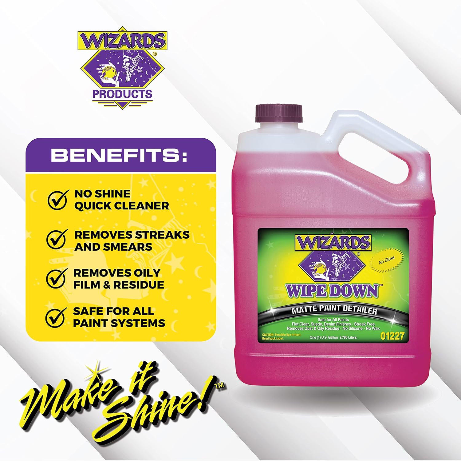 Wizards Car Cleaner for Matte Paint, Dust Remover, No Gloss Spray for Car Detailing Satin Finishes, Matte Motorcycle Cleaner, Products Wipe Down Matte Paint Detailer Gallon 01227