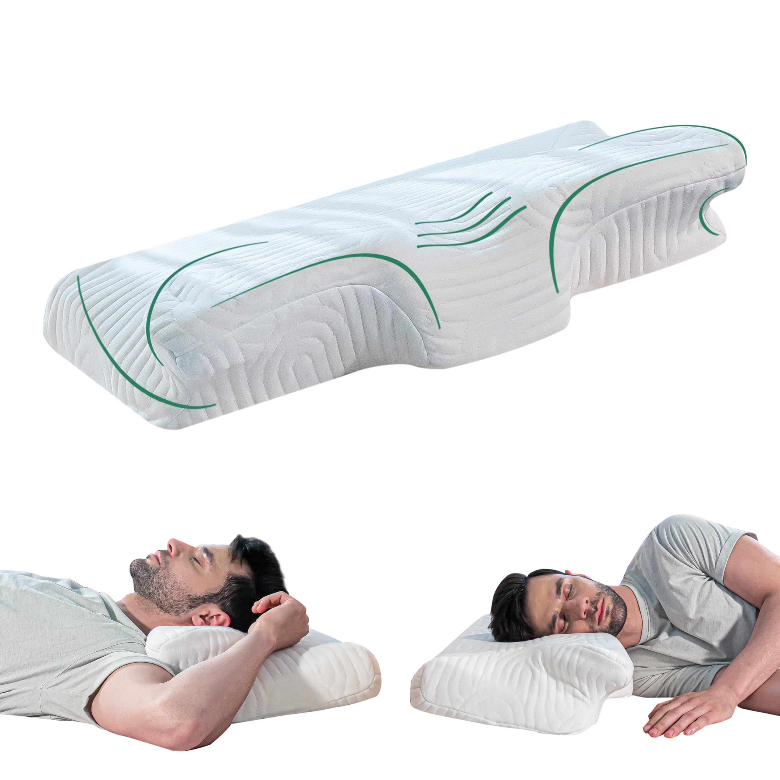 The White Willow Butterfly Cervical Pillow for Neck & Shoulder Pain Relief – Memory Foam Orthopedic Pillow with Dual Height Support for Back & Side Sleepers – Classic White-image-41