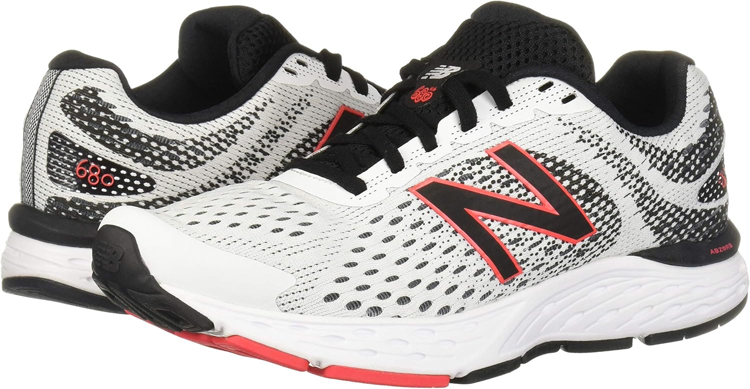 New Balance Men's 680v6 Cushioning Running Shoe 8.5 White/Black/Energy Red