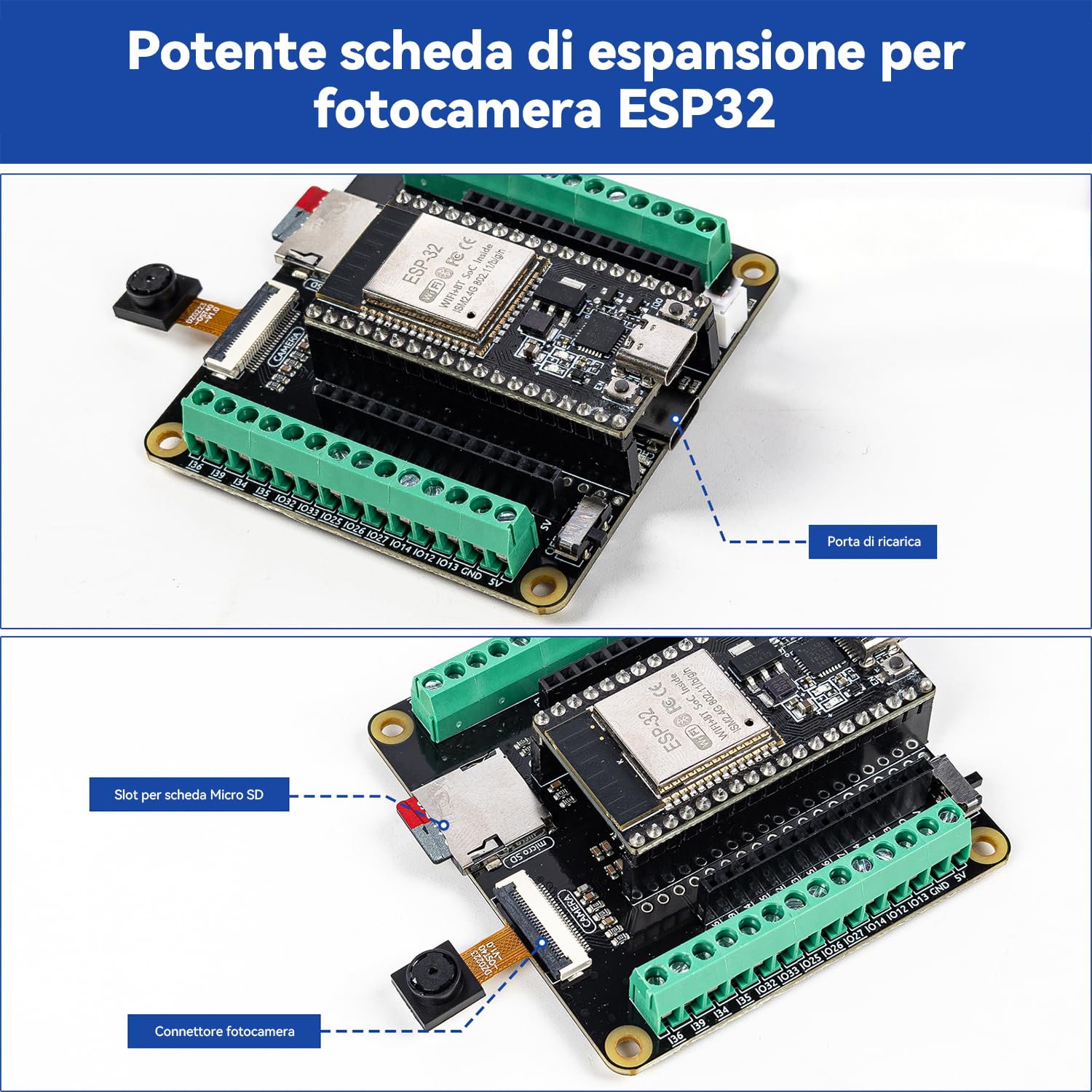 SunFounder ESP32 Ultimate Starter Kit con scheda di espansione ESP-32 Camera, Smart IoT e progetti avanzati, Python C Scratch per principianti e ingegneri (scheda di sviluppo e)