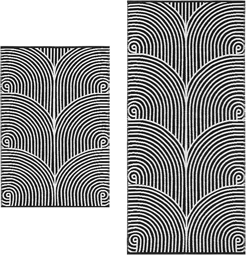 Tiffasea Alfombra de pasillo lavable de 2 x 3 pies + 2 x 4.3 pies, alfombras de baño modernas, alfombras de algodón tejidas para cocina, alfombra de