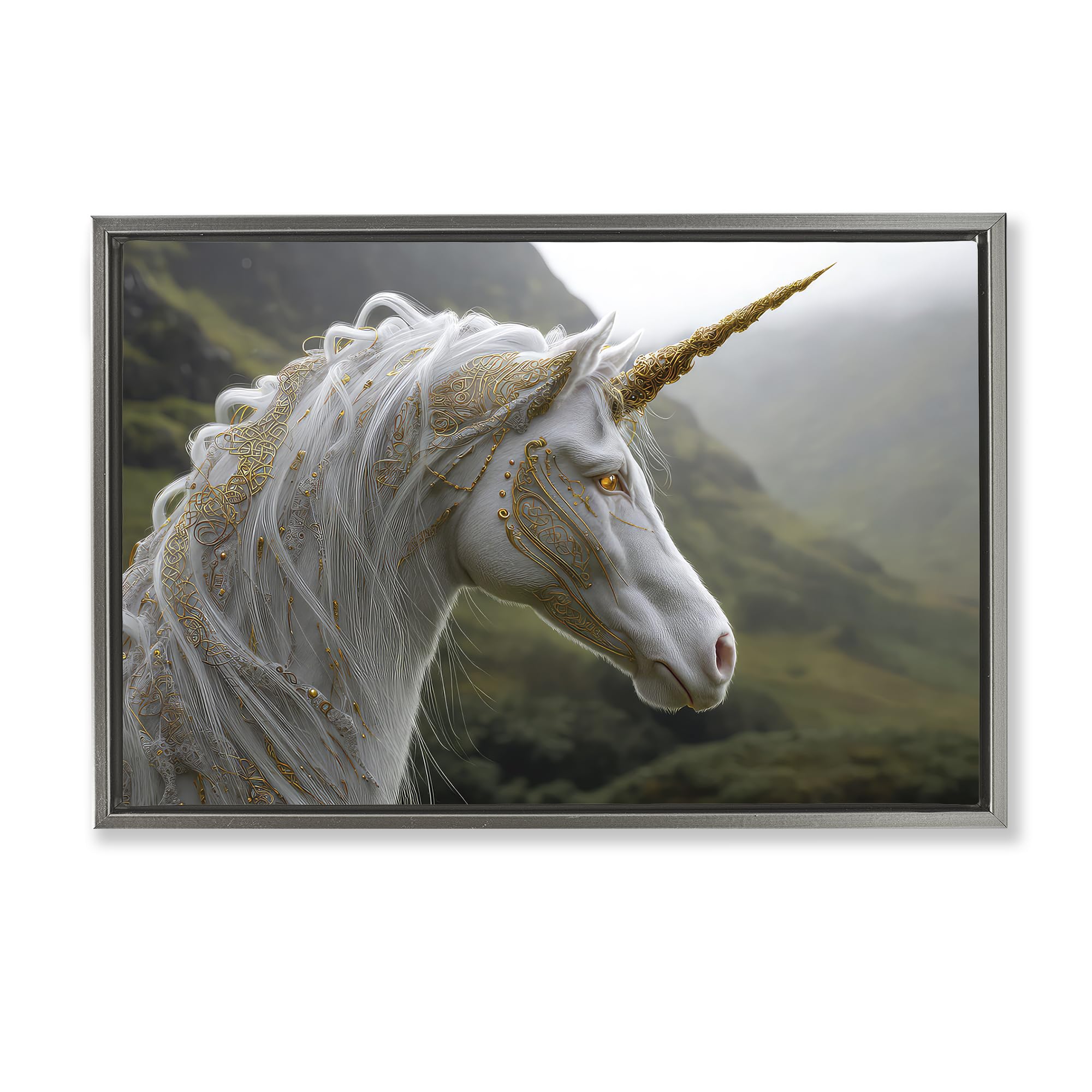 Ornate Celtic Unicorn Fantasy, 16 x 24 Inch Canvas in Floater Frame