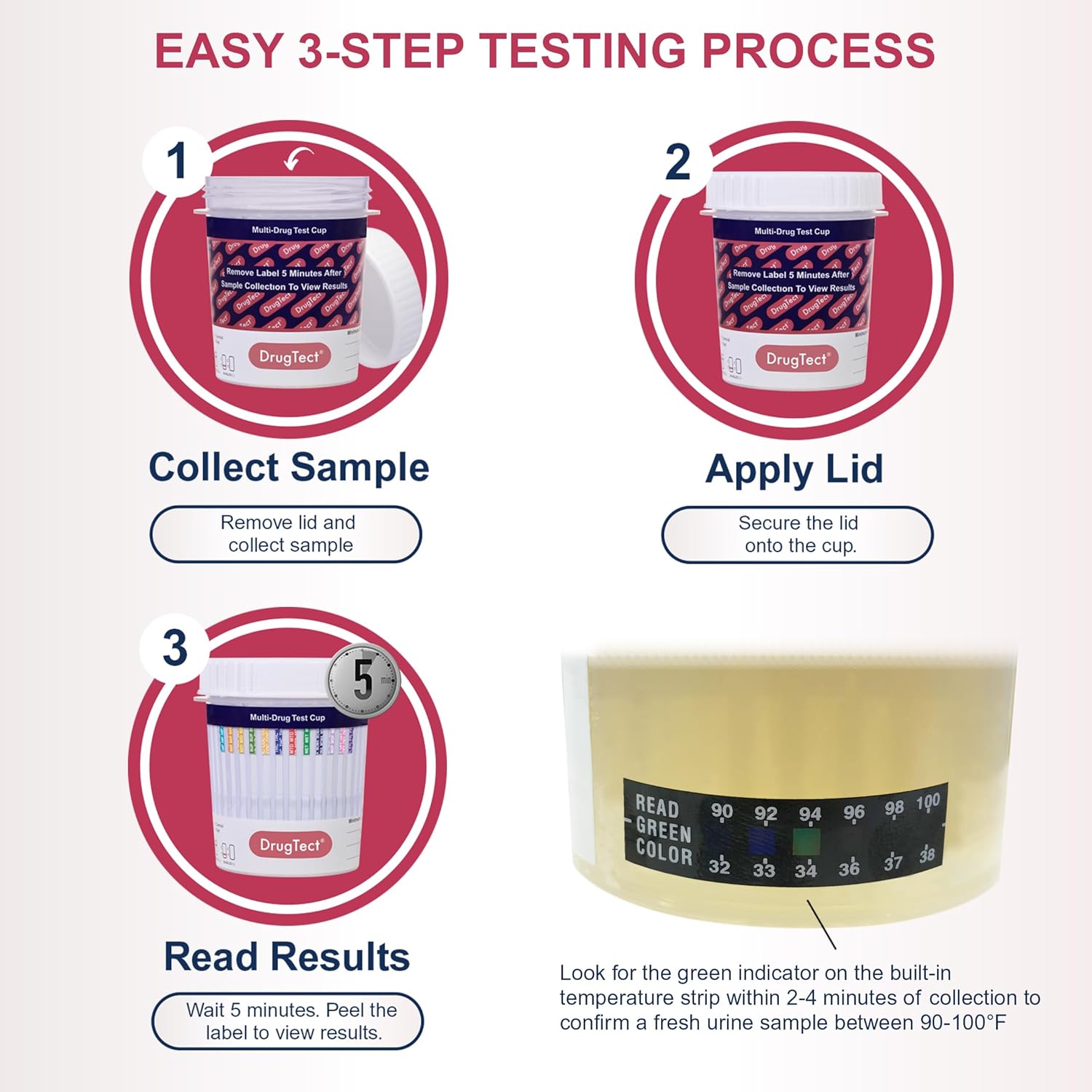 DrugTect Multi-Drug Test Cup | 25 Pack | 12 Panel CLIA Waived Marijuana Fentanyl Urine Drug Test Cup for AMP,BAR,BUP,BZO,COC,FYL,MDMA,MET,MOP|OPI,MTD,OXY,THC (25)