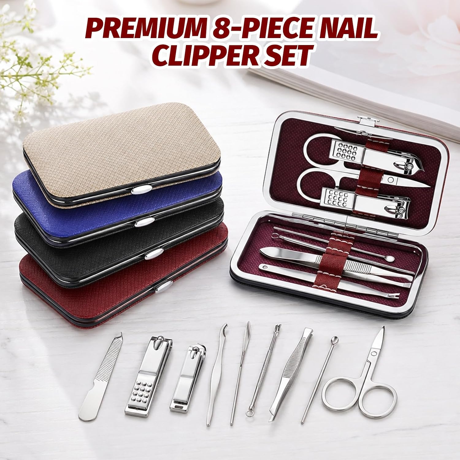 24 Set Travel Manicure Kit Bulk 8 in 1 Nail Clippers Set for Women Men image 5