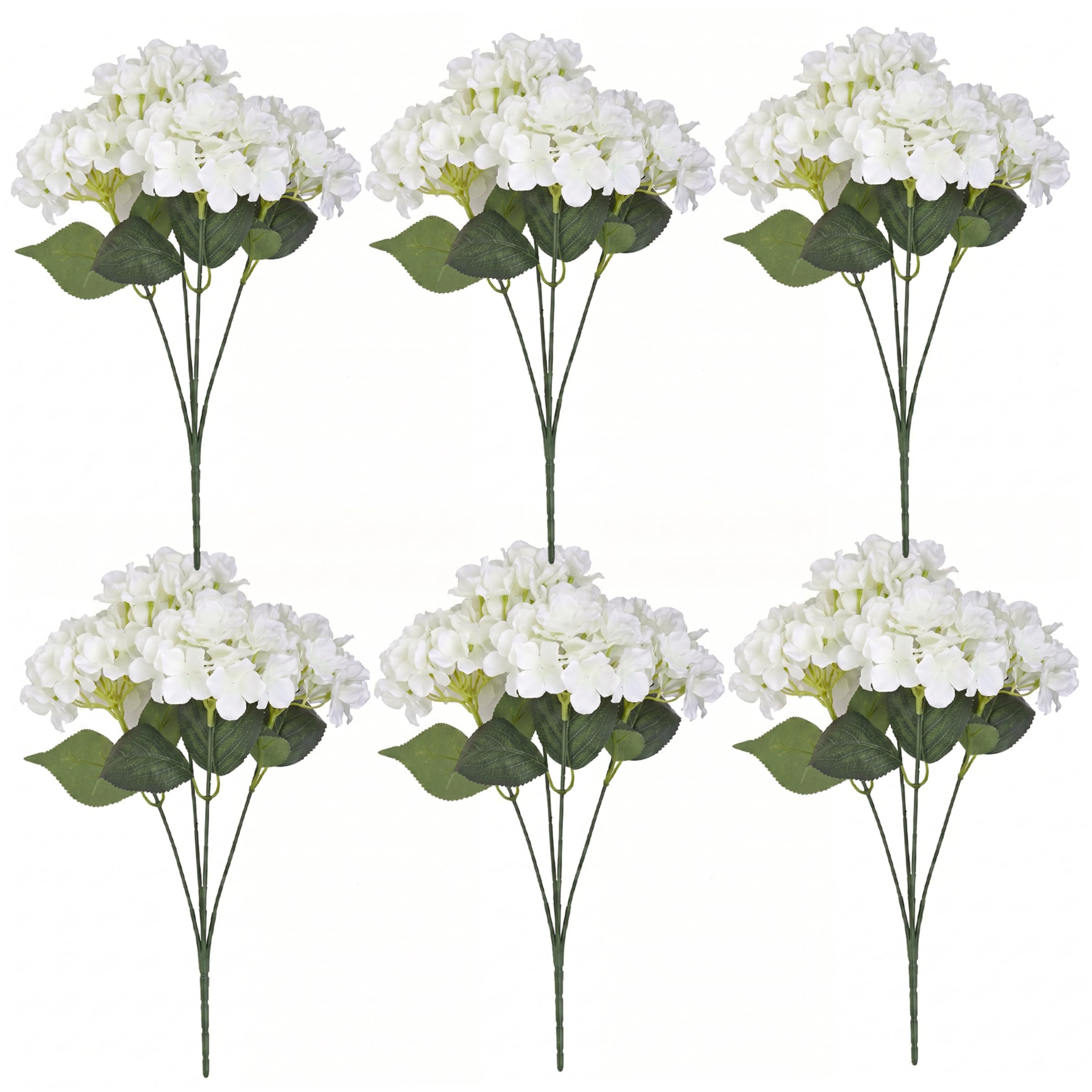 Hortensia artificiel blanc 18 pouces lot de 6 fleurs pour jardin
