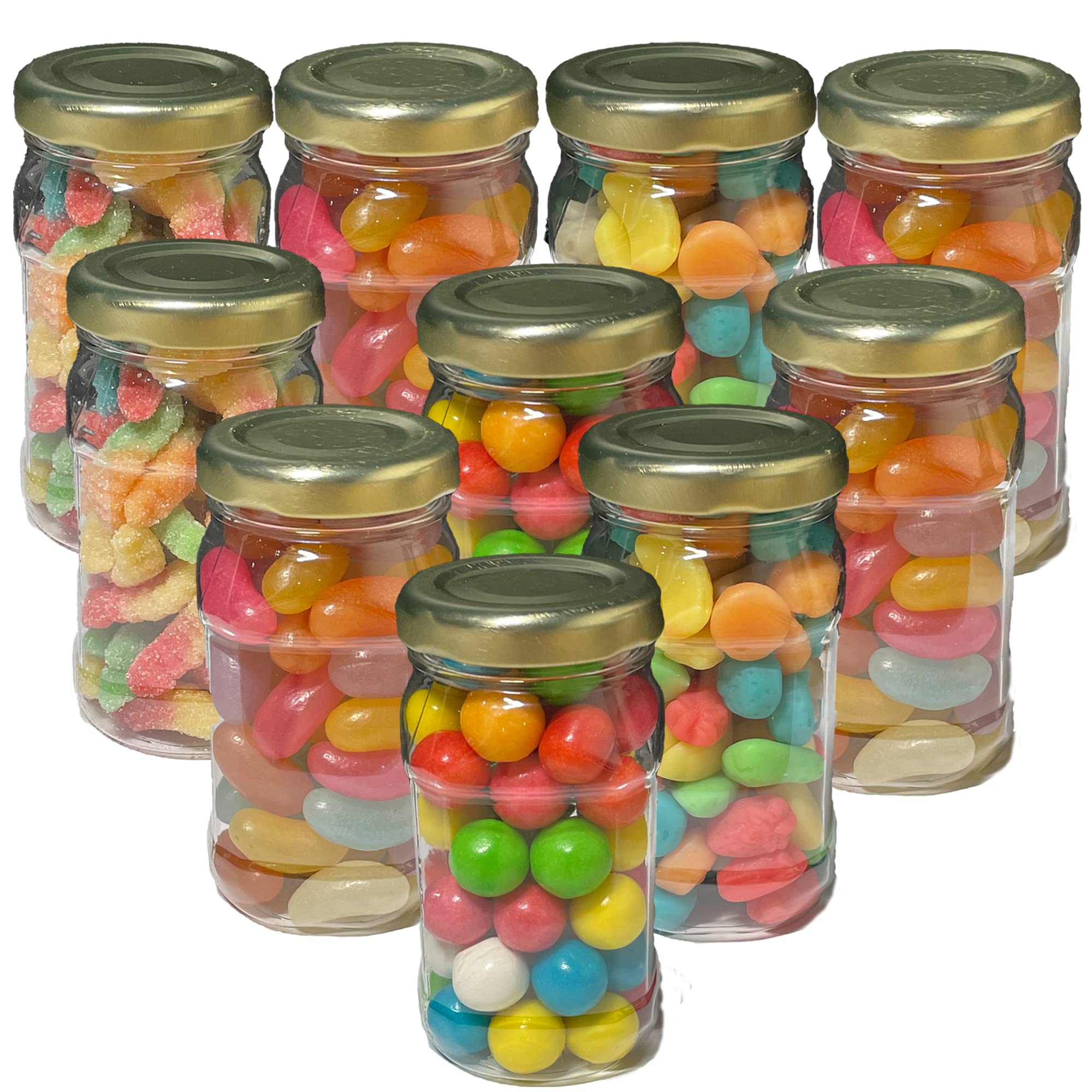 Truly Sweet Candy 120ml Empty Plastic Storage Jars Mini Reusable Favour Jars Spice Storage Jars Craft Storage 1 to 100 (50 Jars)