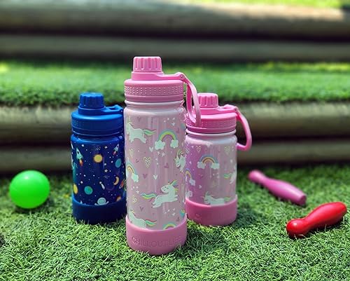 Miniatura 7 de CHILLOUT LIFE Botella de agua aislada para niños de 17 onzas para la escuela con tapa de boquilla a prueba de fugas y lindos adhesivos impermeables,