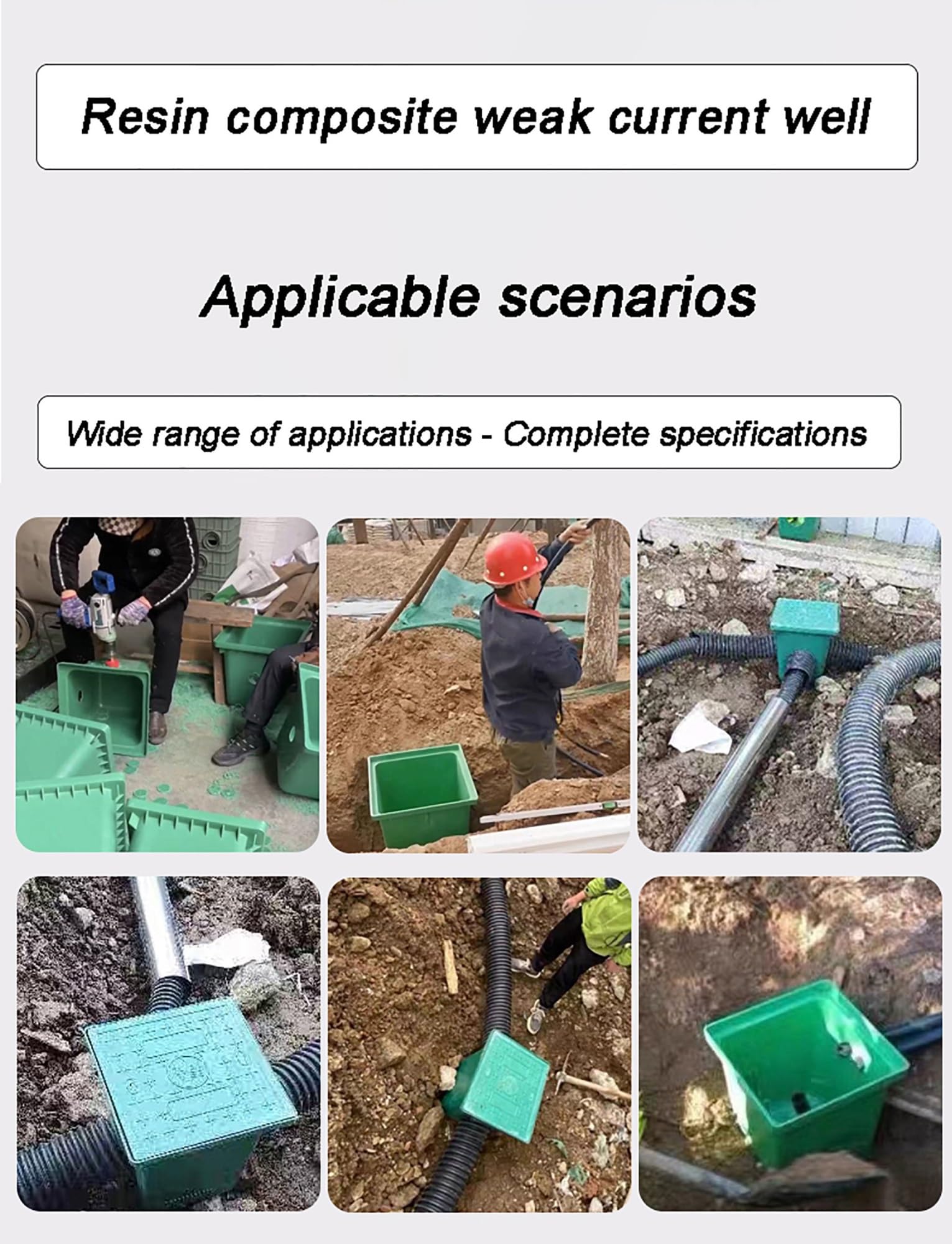 Caja de conexiones eléctricas subterráneas de 16 x 16 x 16 pulgadas, caja de empalme subterránea, empalme abierto for empalmes de cableado eléctrico exterior, verde(600x600x500mm)