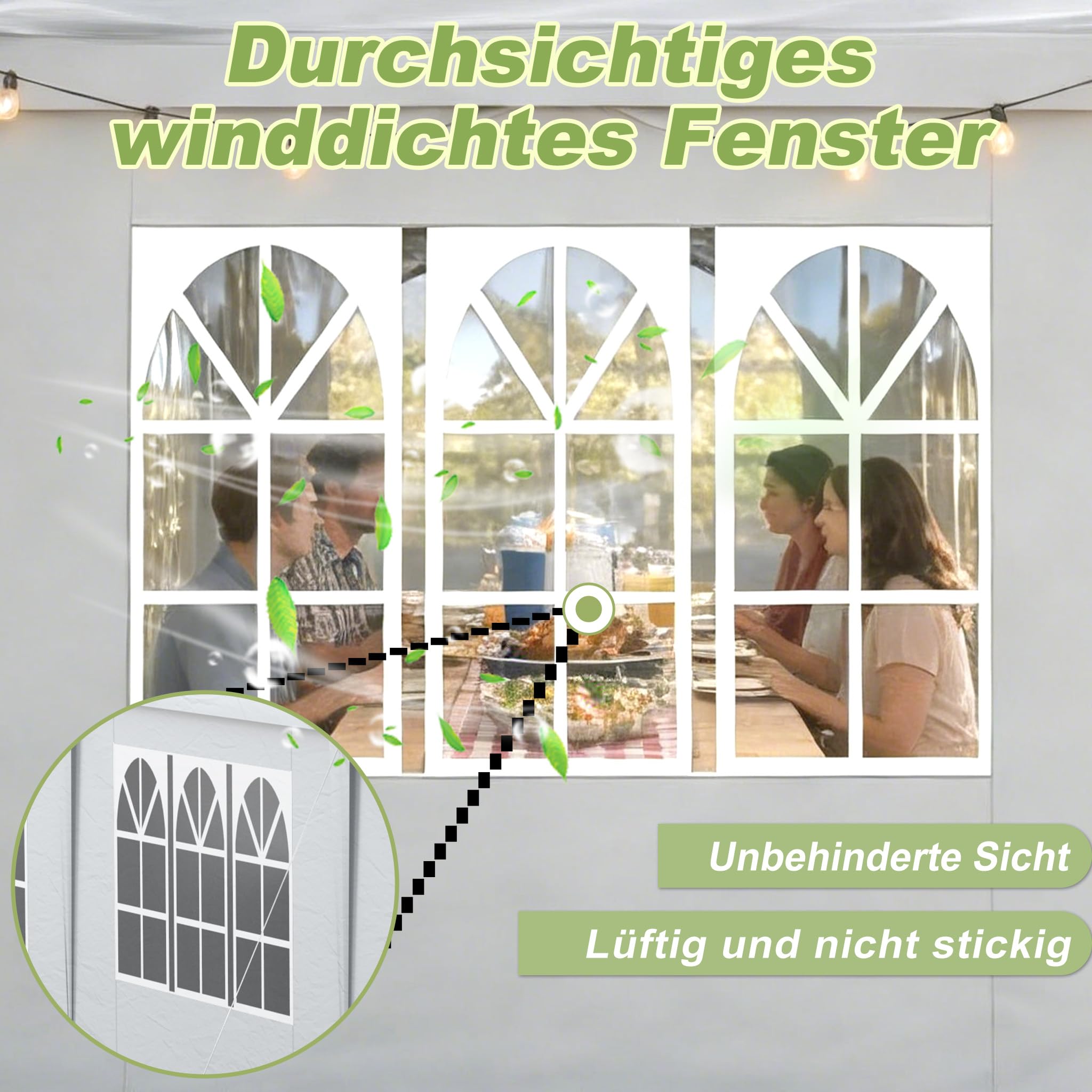 ACXIN Gazebo da giardino, 3 x 6 m, con 6 pannelli laterali, impermeabile, robusto telaio in acciaio, protezione solare e resistente alle intemperie, tessuto Oxford, gazebo da giardino o barbecue per
