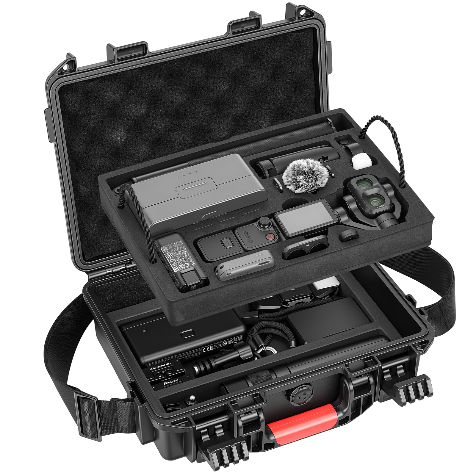 AMAZEAR Funda Impermeable para dji Osmo Pocket 4 Pro Accesorios y Cámara | Osmo Pocket 4 Pro/4 estuche rígido impermeable de doble capa, protección ABS+EVA, bolsa de viaje compacta para accesorios