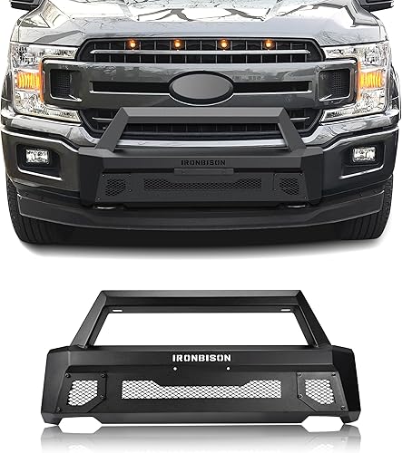 IRONBISON Parachoques delantero compatible con F150 2018-2020 (incluye el modelo de motor EcoBoost y excluye los modelos diésel 2020) puede añadir