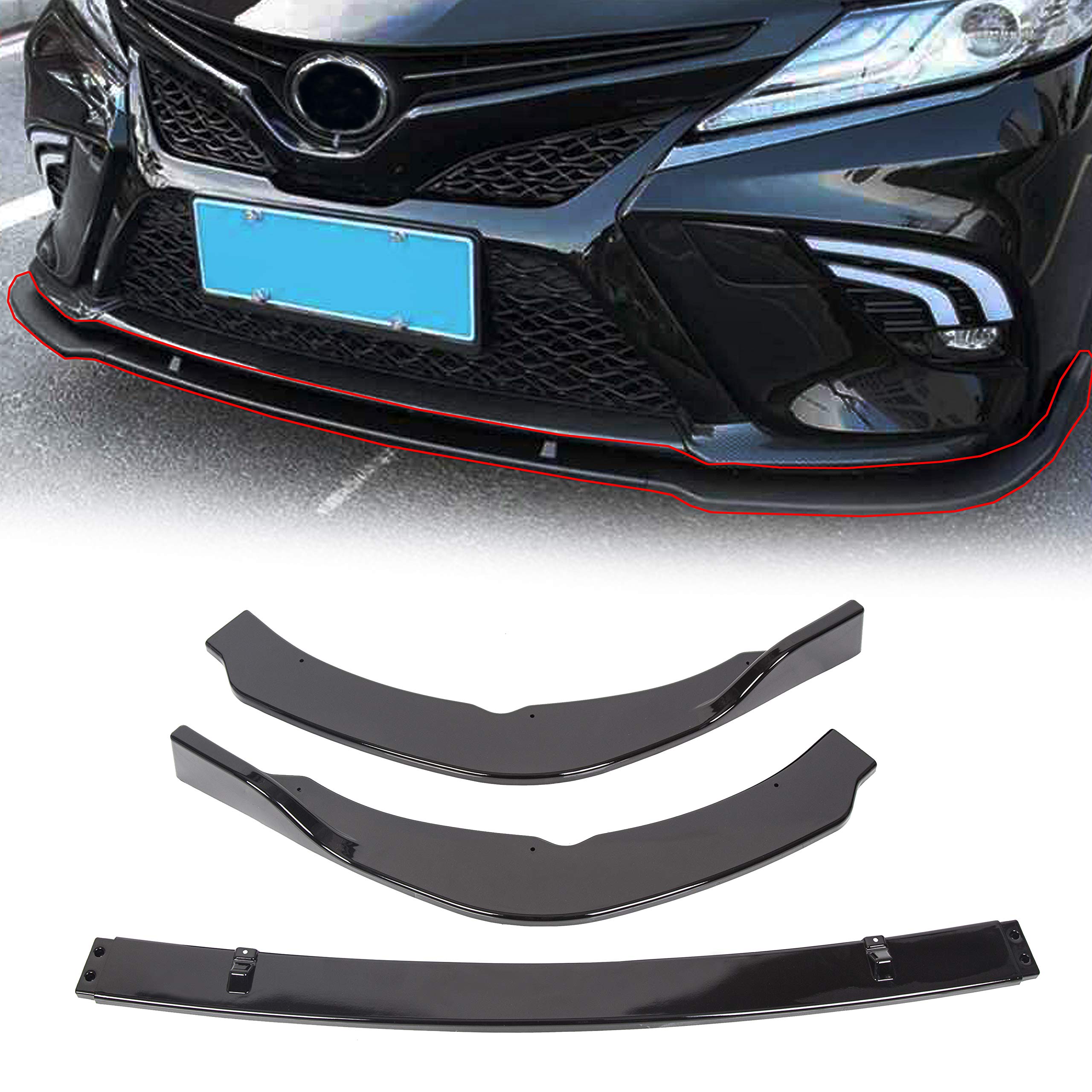 Front Bumper Diffuser Lip Spoilers For TOYOTA CAMRY 2018 2019 2020 2021