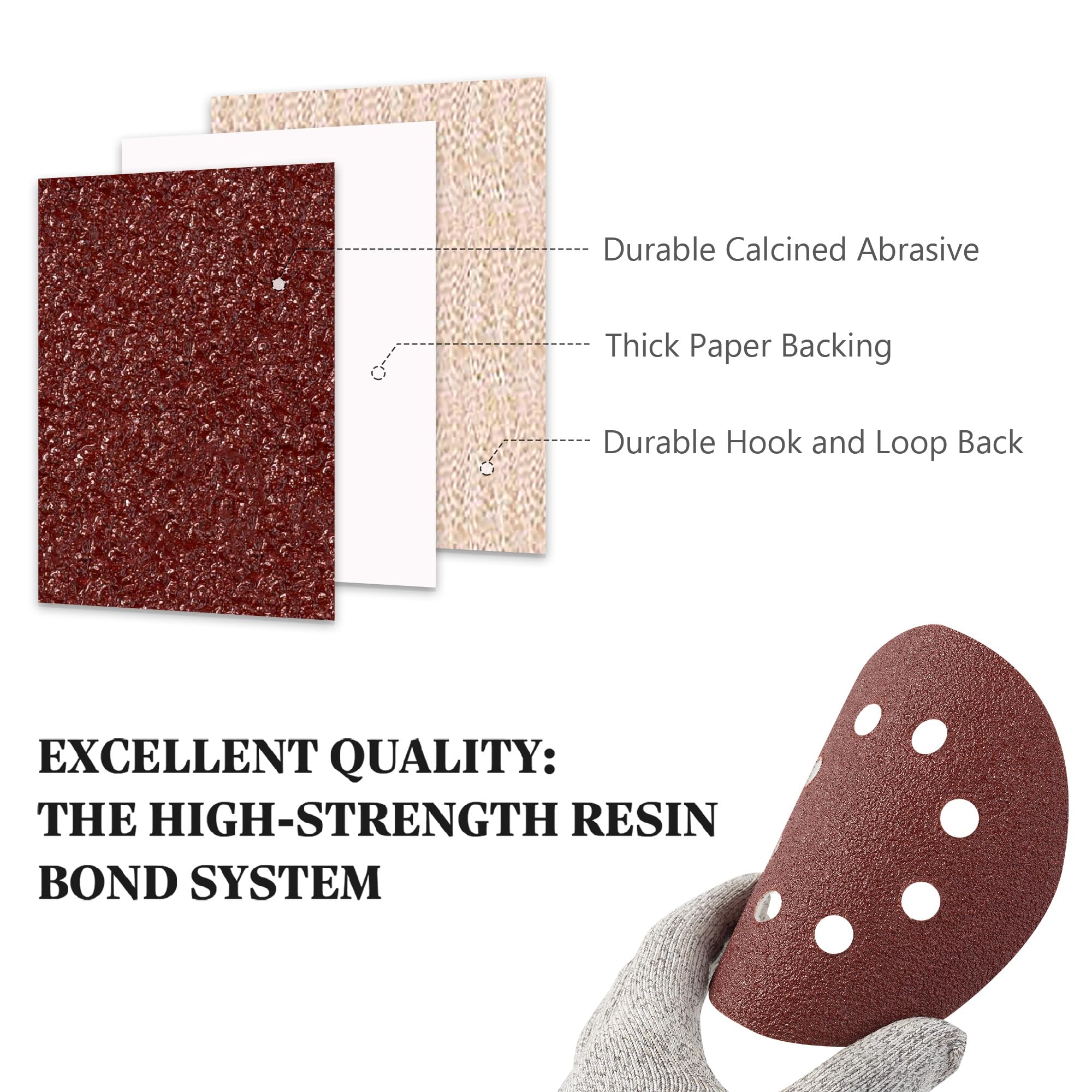 S SATC Sanding Discs 60 Grit 110Pcs Orbital Sander Discs 125mm Hook and Loop Round Orbital Sander Pads for Sanding - Image 2