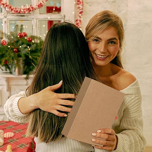 Miniatura 7 de joyhalo Paquete de 24 cajas de regalo con tapas para regalos, cajas de regalo de Navidad de papel kraft de varios tamaños a granel para ropa,