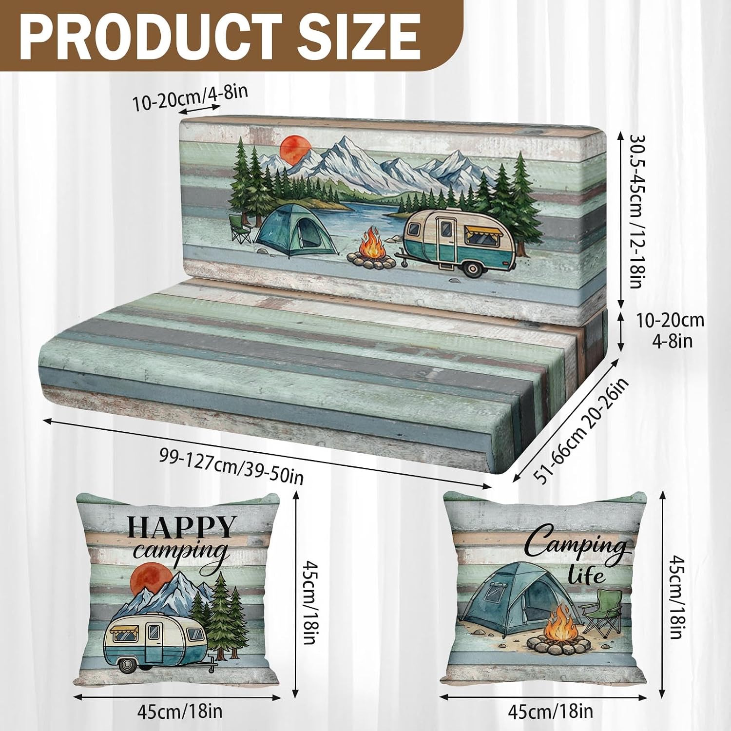 Britimes RV Dinette Cushion Covers Set, 6 Pack, for Camper, Rustic Vintage