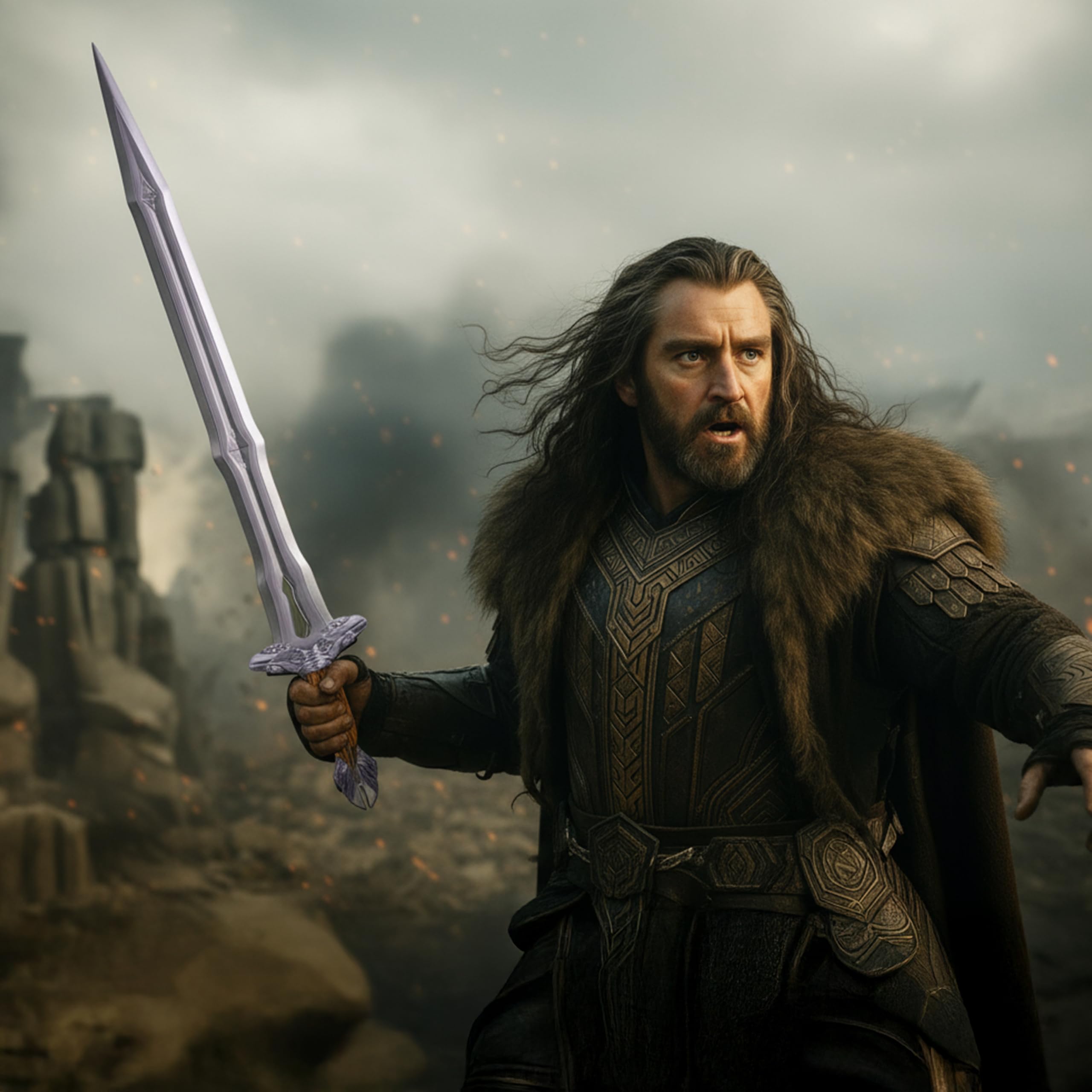Schwert Echt Metall inspiriert von LOTR The Rings of Power Sting Legolas Oakenshield Orcrist Thorin Glamdring Herugrim Boromir Angmar Ringwraith Gimli (Thorin Oakenshield Regal Sword JT6055)