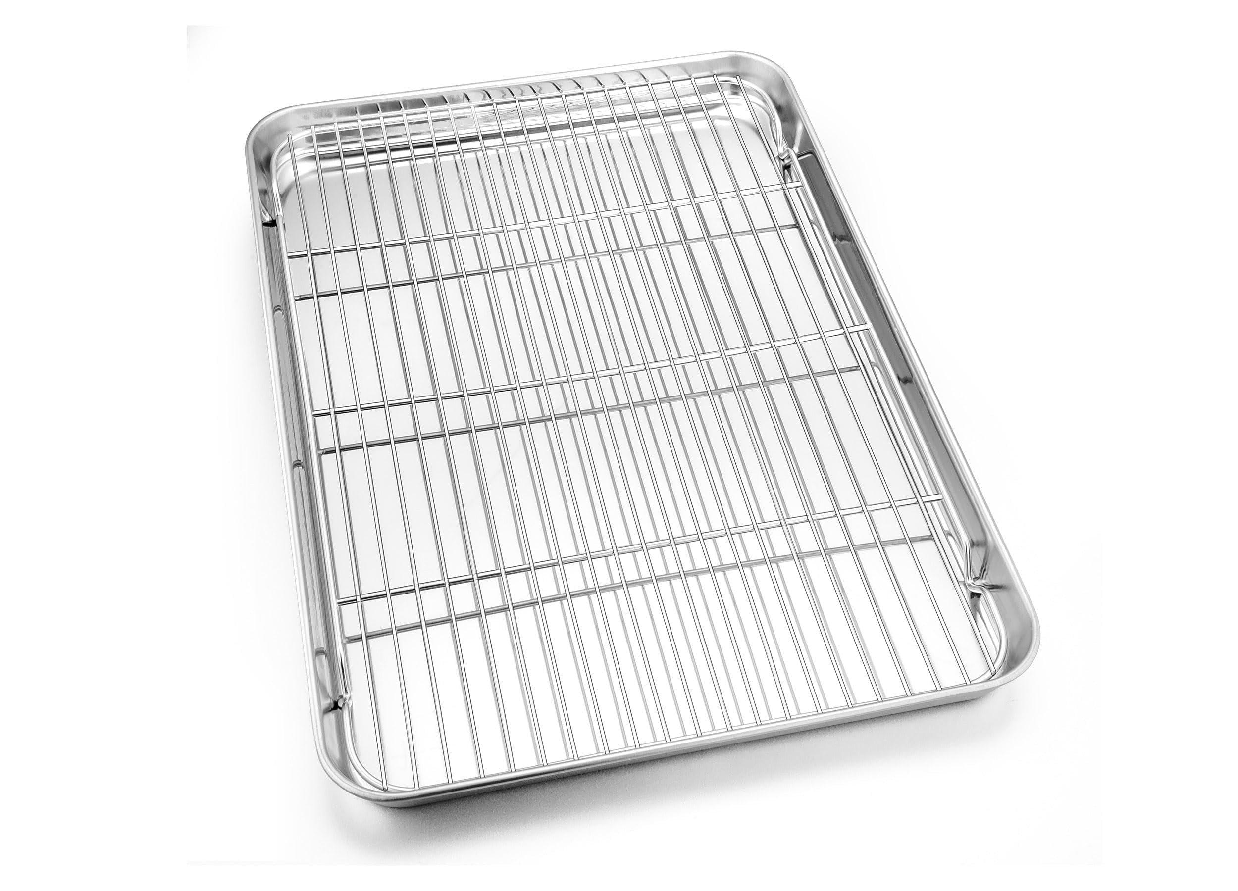 Homikit Backblechform mit Drahtkühlgitter, 50,8 x 35,6 cm, groß, antihaftbeschichtet, Edelstahl, Backbleche für Ofen, große Metall-Backformen, Speckformen zum Backen, Kochen, spülmaschinenfest, 2