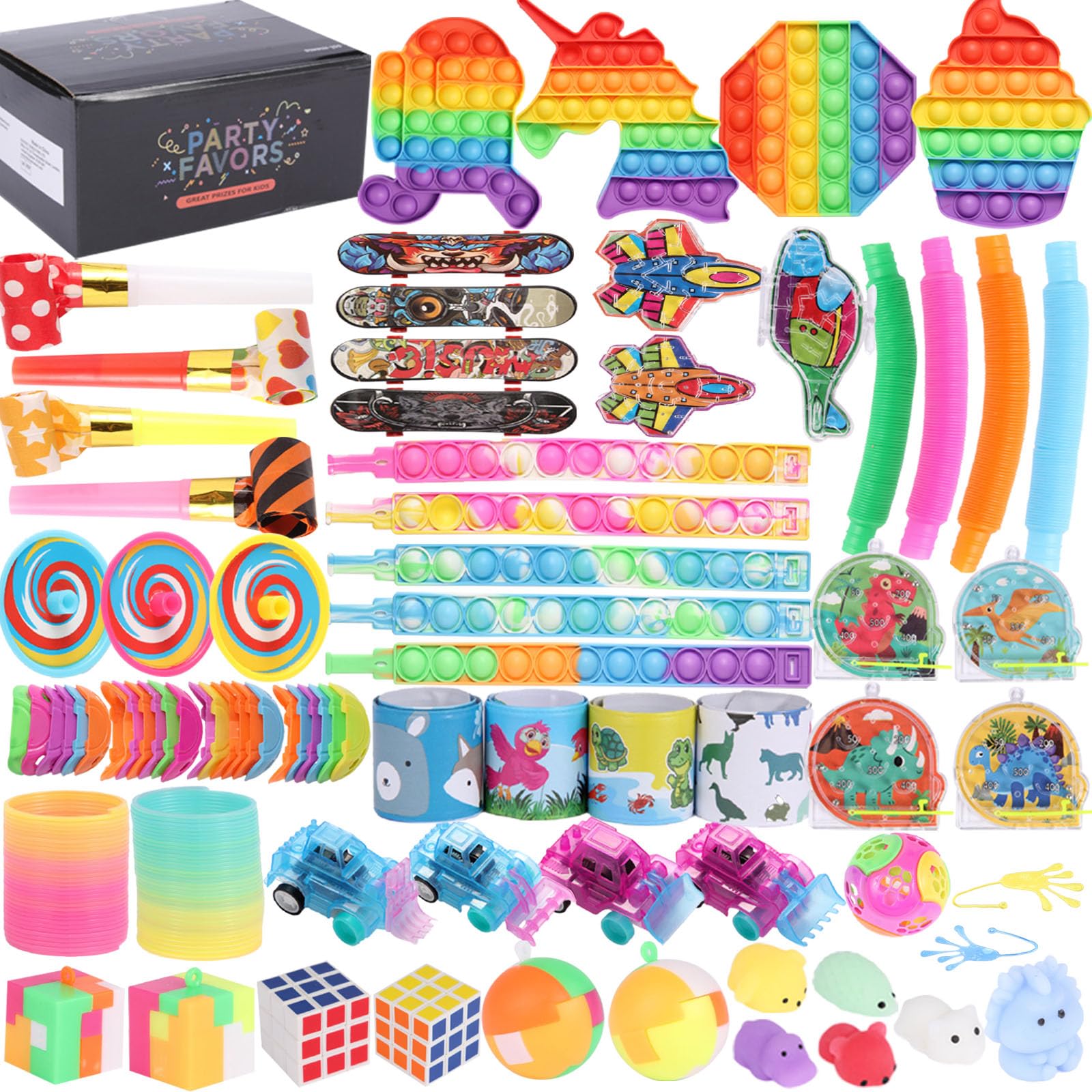 TGXLAK 70 pcs Fidget Toys Pack, Sensory Party Bag Fillers & Party Favours for Kids Pop It Poppers, Squishy, Stress Relief