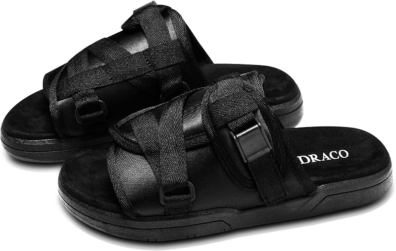 DracoSlides Original Slides for Men and Women, Made from Silk with Adjustable Straps for Wide/Narrow Feet, Sandals with Arch Support & Slip Resistant, Men & Women Footwear