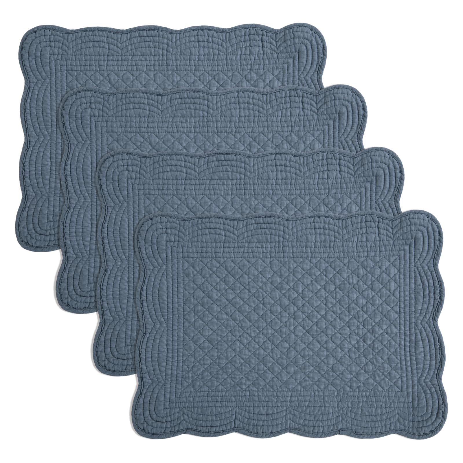 HOMBYS Quilted Navy Blue Placemats