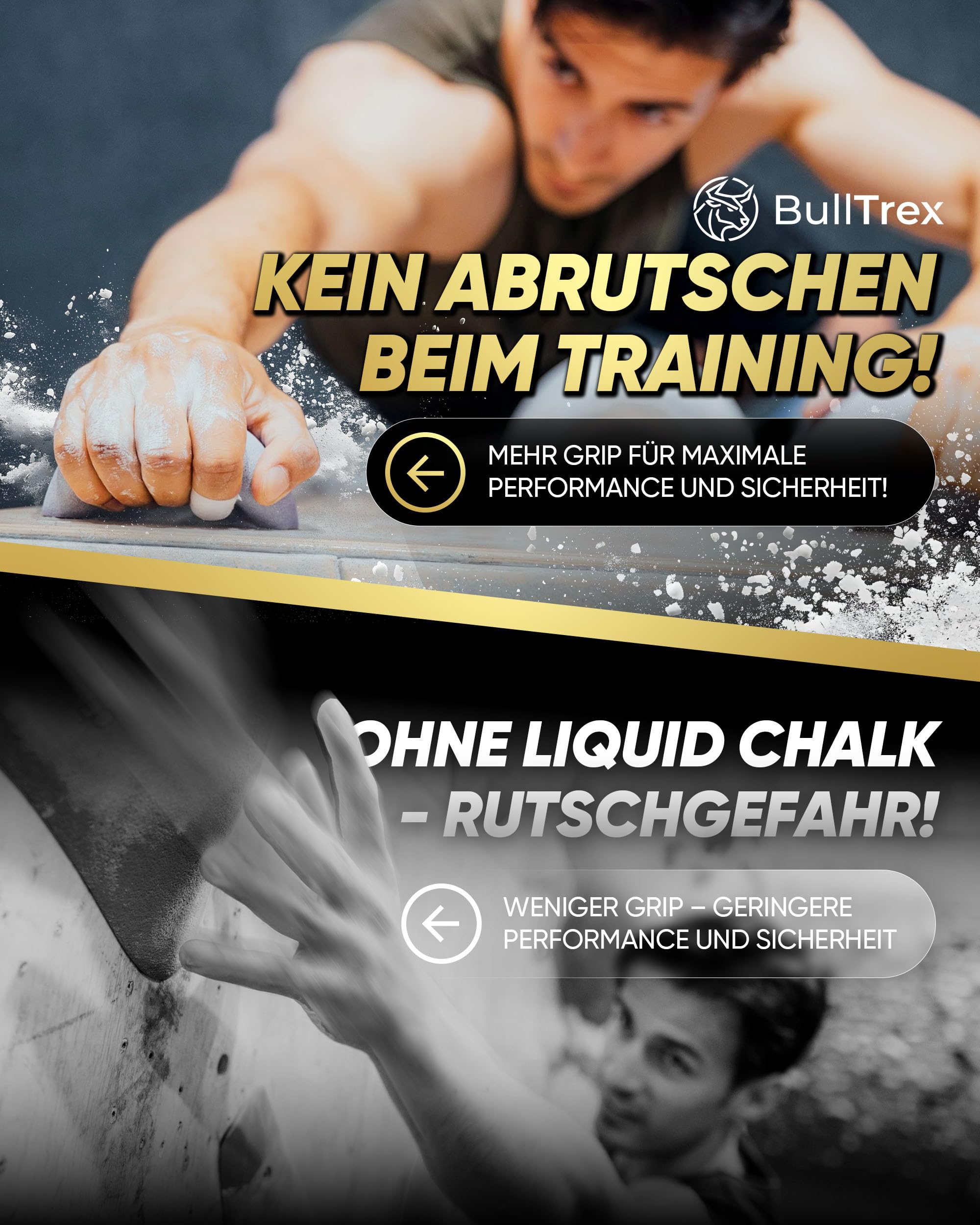 Liquid Chalk 250ml - Extra Starke Flüssigkreide für maximalen Grip beim Bouldern, Klettern, Krafttraining, Calisthenics & Pole Dance, Schnell Trocknend, Staubfrei & Langanhaltend
