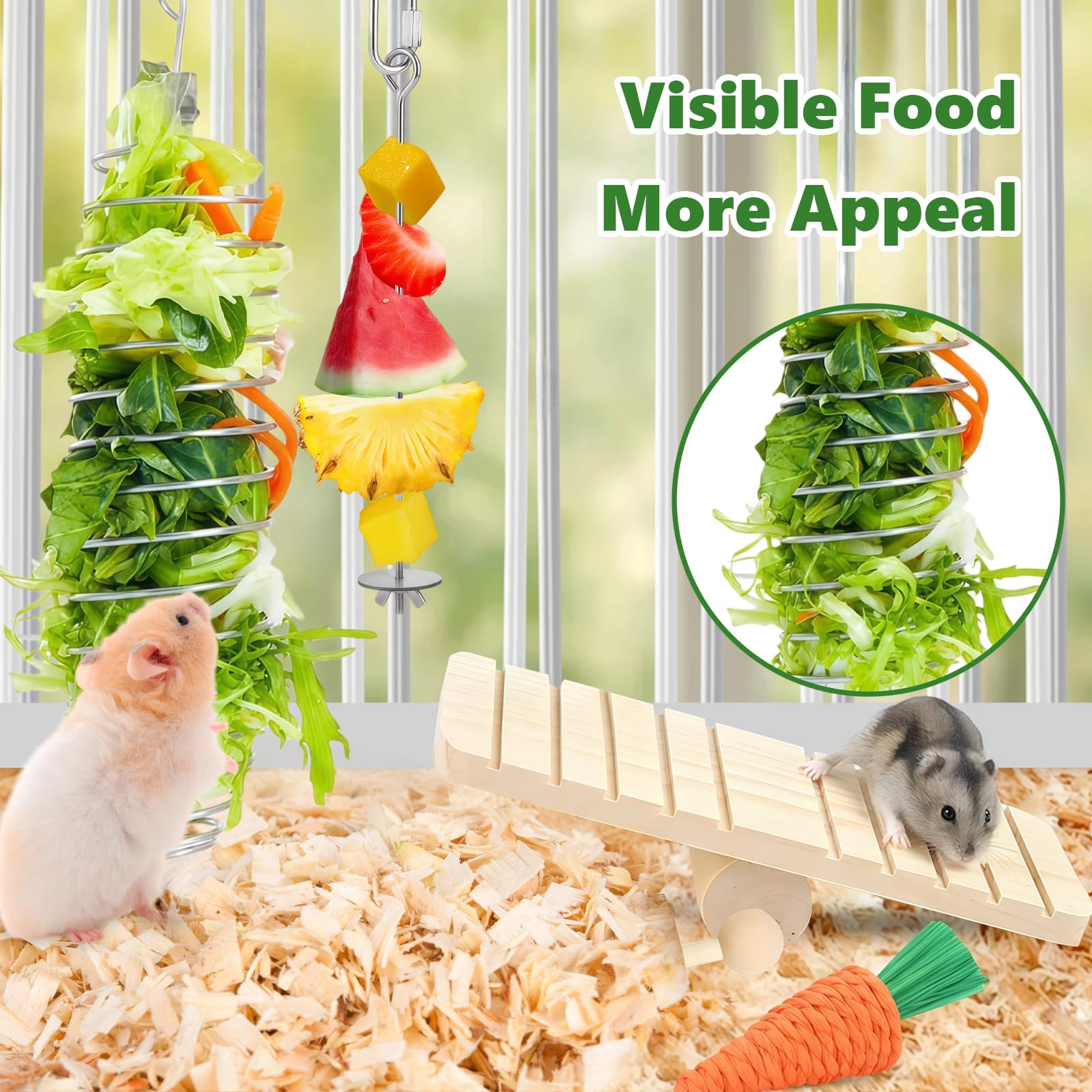 2Pcs Rat Enrichment Toys - Stainless Steel Rat Foraging Toy Treat Dispensing Slow Feeder Intelligence Enrichment Bird Fruit Vegetable Holder for Rats Cage,Parakeet Conure - image 5