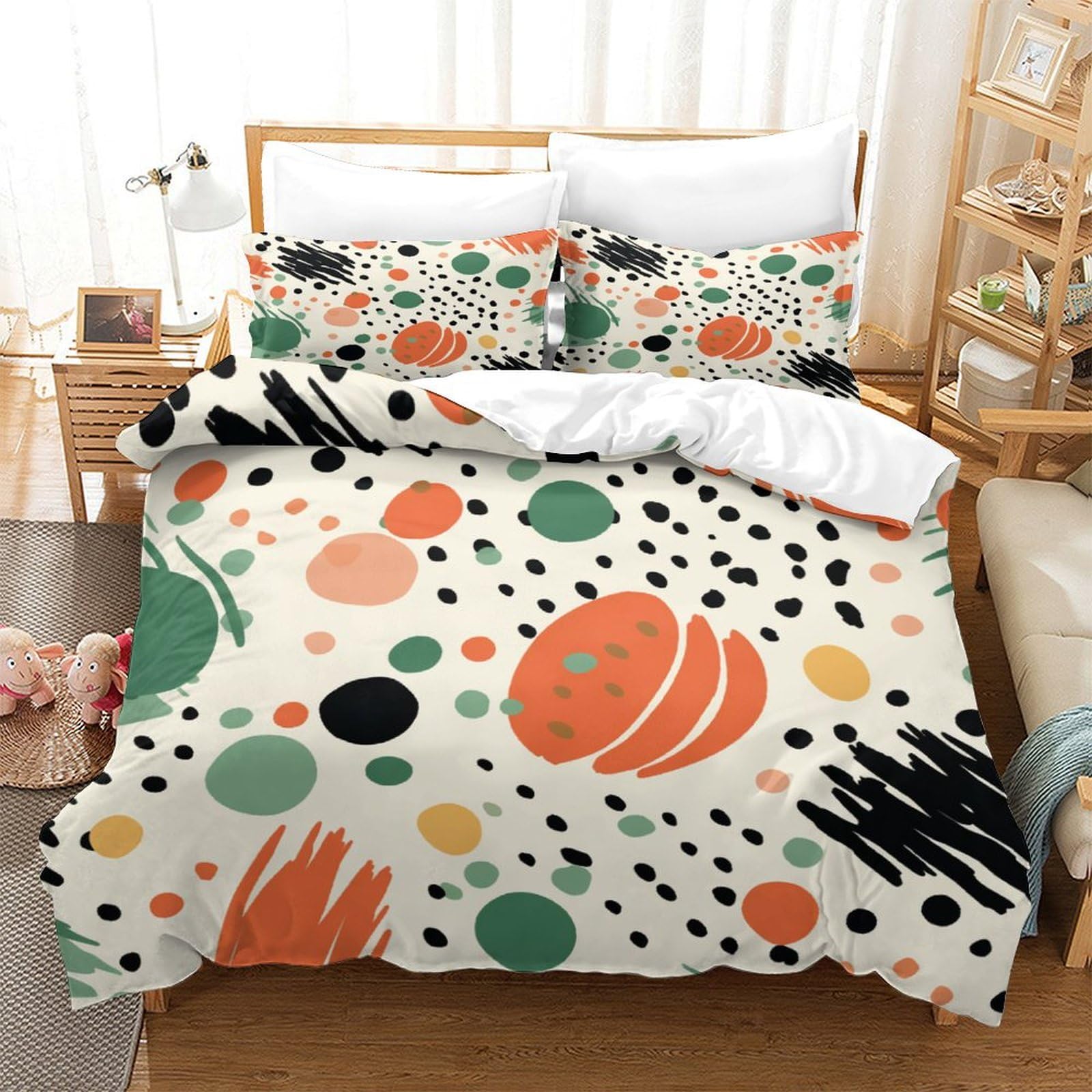P1S9U7W5Y Abstract 3D Printed Duvet Cover Set 3pcs Microfiber Polka Dot Bedding Set King