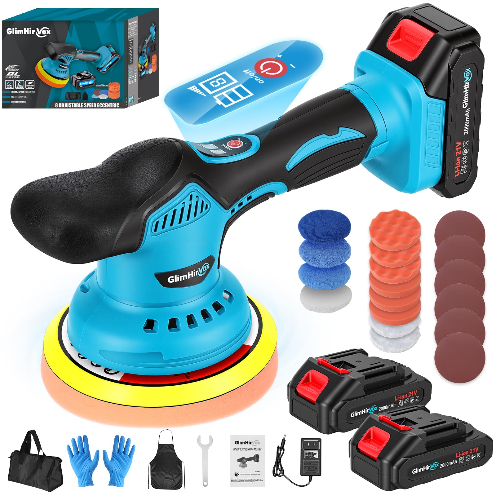 Photo 1 of ***MISSING PARTS***
Cordless Car Buffer Polisher Kit, 6-Inch Ultimate Car Polishing Kit with 2x2.0Ah 21V Batteries & 28PCS Attachments, 8-Speed 6000RPM Cordless Buffer Polisher for Car Detailing, Waxer, Scratch Removal