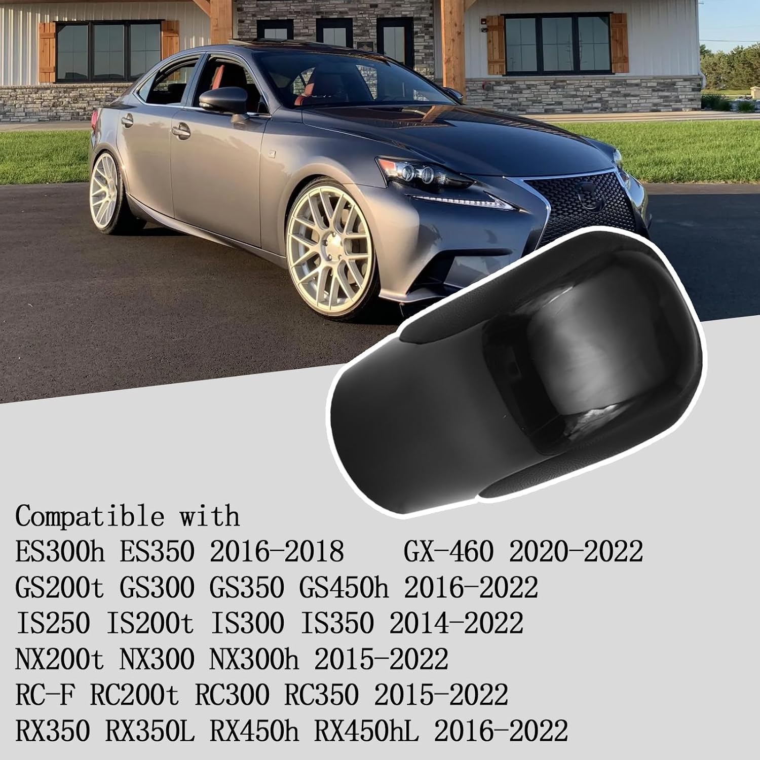 Compatible with Lexus ES GS GX is NX RC RX 200t 300 350 3450h 450hL 350L ABS Black Leather Piano Black Automatic Gear Shift Knob Lever Replace