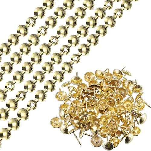 uxcell 10 tiras de tachuelas de tapicería, adornos decorativos brillantes de 3.3 ft para sofá, cabecero, silla, muebles con clavos de tapicería