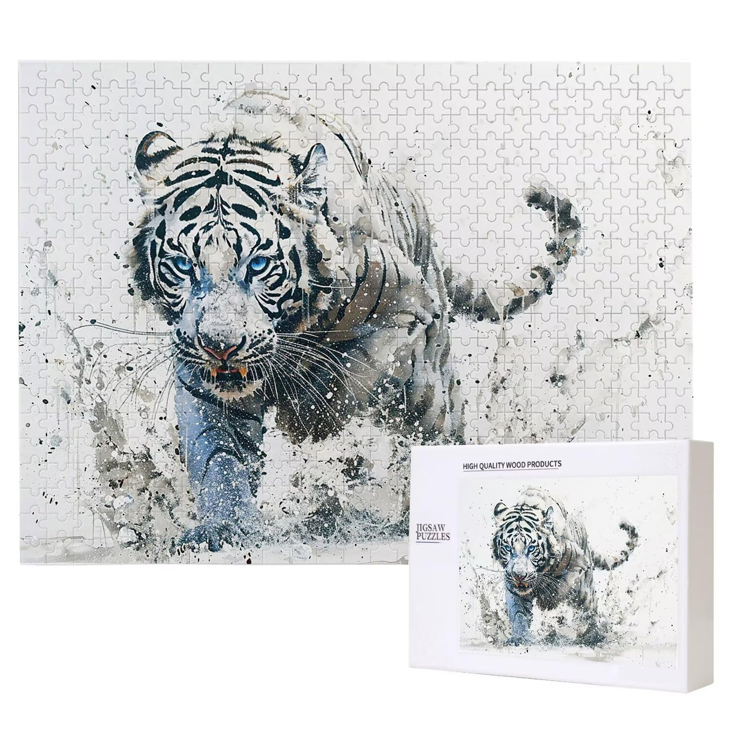 Puzzle dla dorosłych, 2000 sztuk, trudne drewniane puzzle, gra, gra logiczna, gra ręczna, dekoracja rodzinna, kreatywne hobby, prezent 70 x 99 cm biały tygrys zwierzę K0F-60