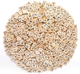 Coloch 1000PCS Wood Letter Tiles A-Z Capital Letters for Crafts, Pendants, Spelling, Gift Decoration, Making Alphabet Coasters and Crossword Game, 10 Sets
